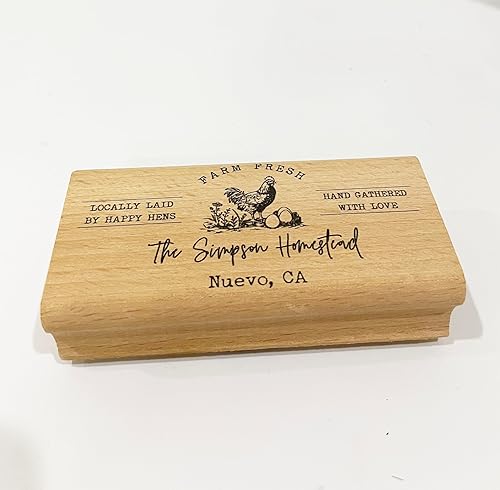 Miniatura 5 de Personalized Farm Fresh Eggs Ranch Carton Stamps Chicken Eggs Hand Gathered with Love Stamper Wooden Rubber Stamp
