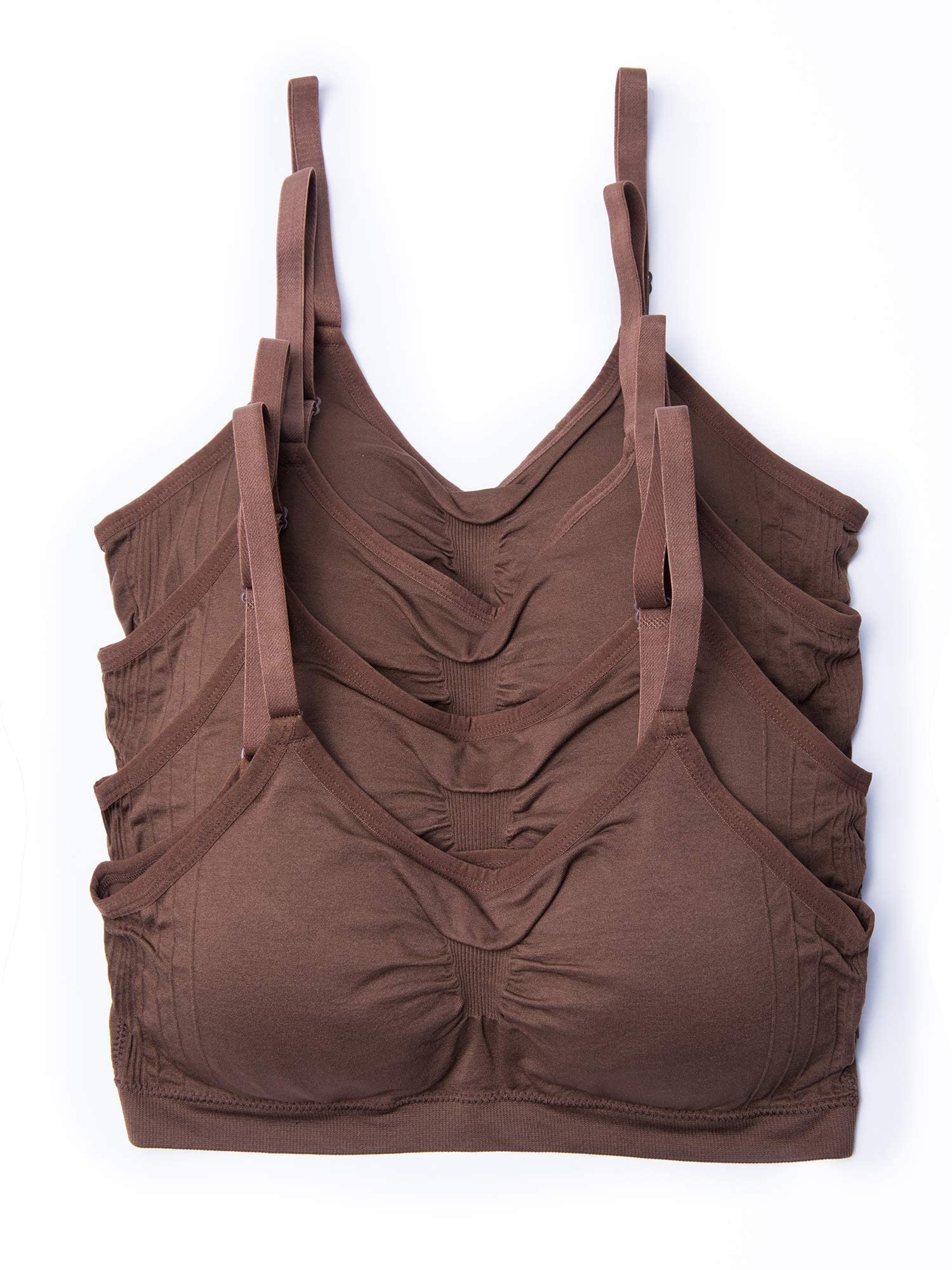 Kalon 4 Pack Women’s Nylon Spandex Removable Pads Comfort Cami Bras Wireless