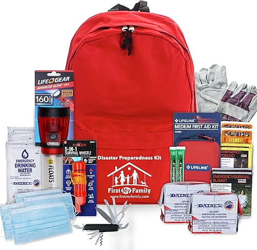 First My Family - Kit de supervivencia de emergencia todo en uno para 2 personas 72 horas para incendios terremotos huracanes inundaciones tsunami y