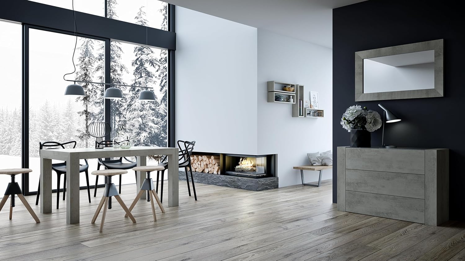 Mobili Fiver, Set of 4 Iacopo Cube wall Units, Oak, Made in Italy