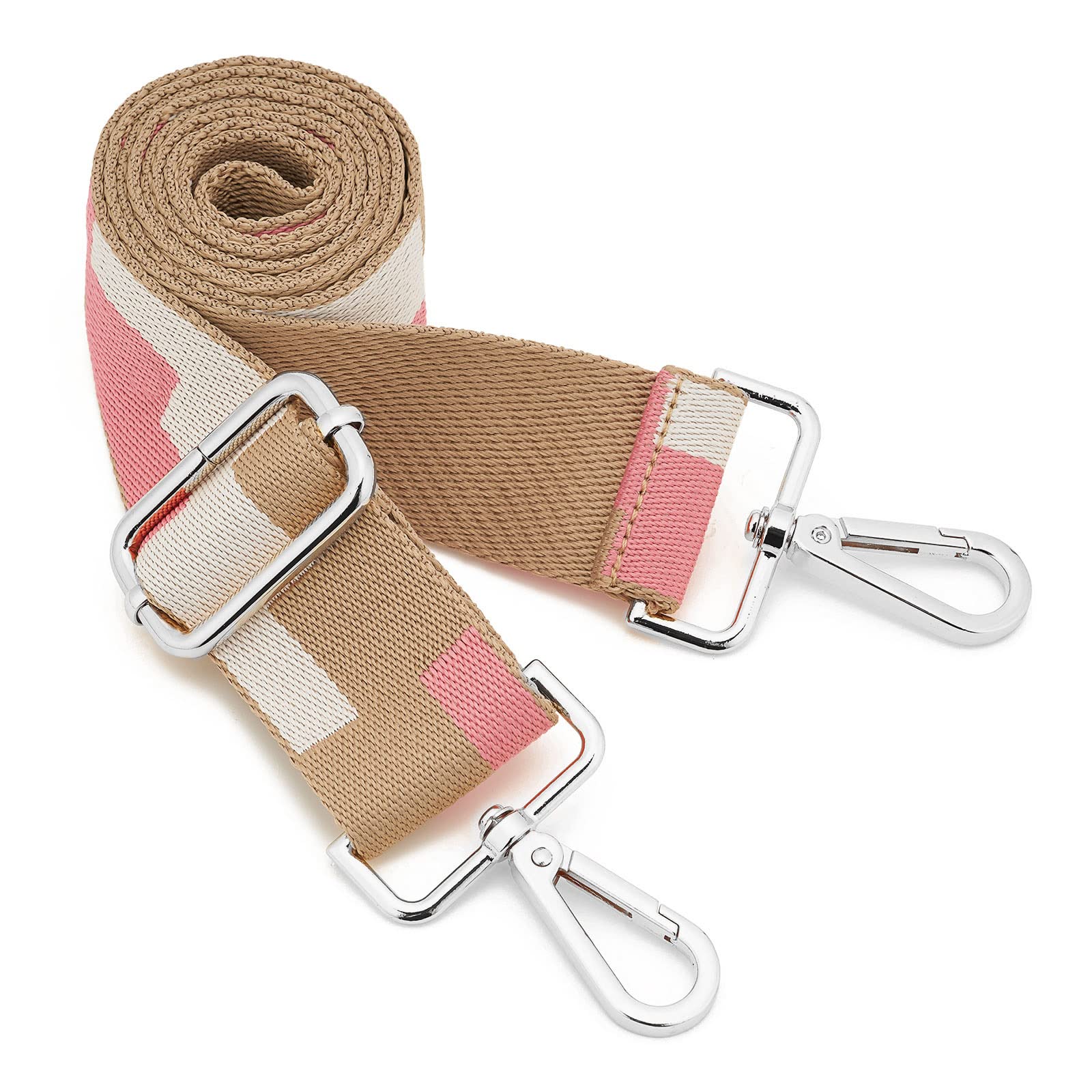 Silvery Buckles Wide Shoulder Strap Adjustable Replacement Belt Crossbody Canvas Bag Handbag