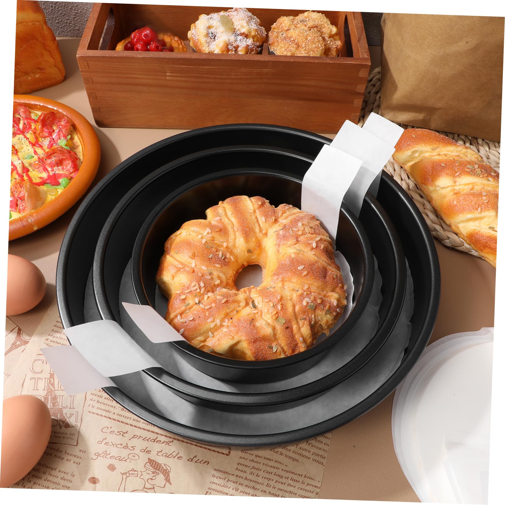 Amosfun Forniture Per La Cottura Al Forno 3 Pezzi Teglie Rotonde Per Torte in Carta Da Forno Antiaderente Per Torte A Strati 6 8 10