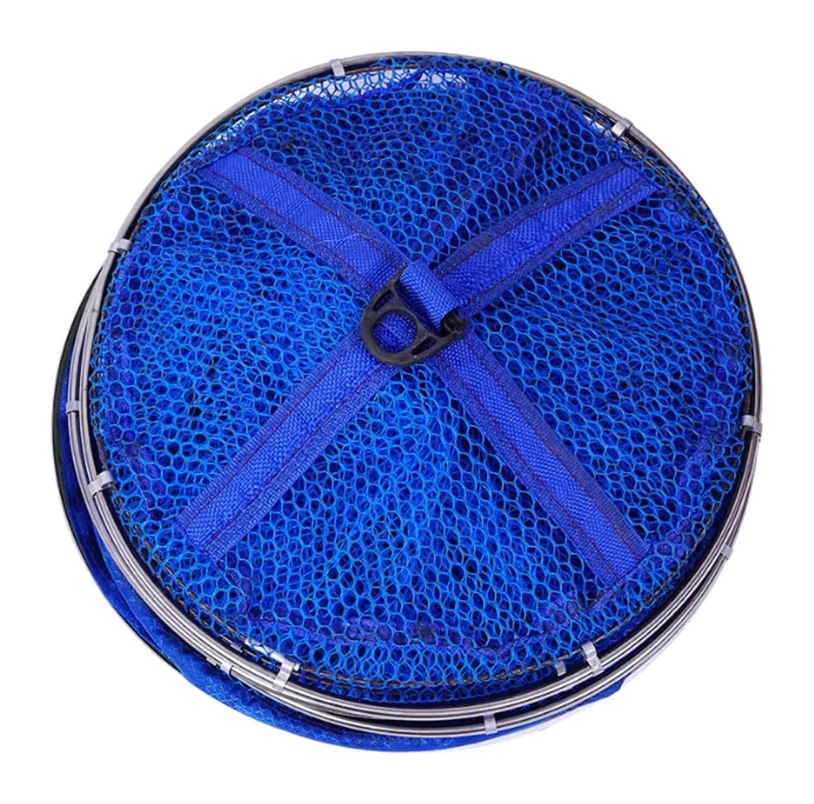 Trampa para cebos de Pesca, Bolsa Plegable for Trampa de Pesca, Malla Nailon Azul, Aros Acero Drenaje, Kayak con Mosca, Varios tamaños