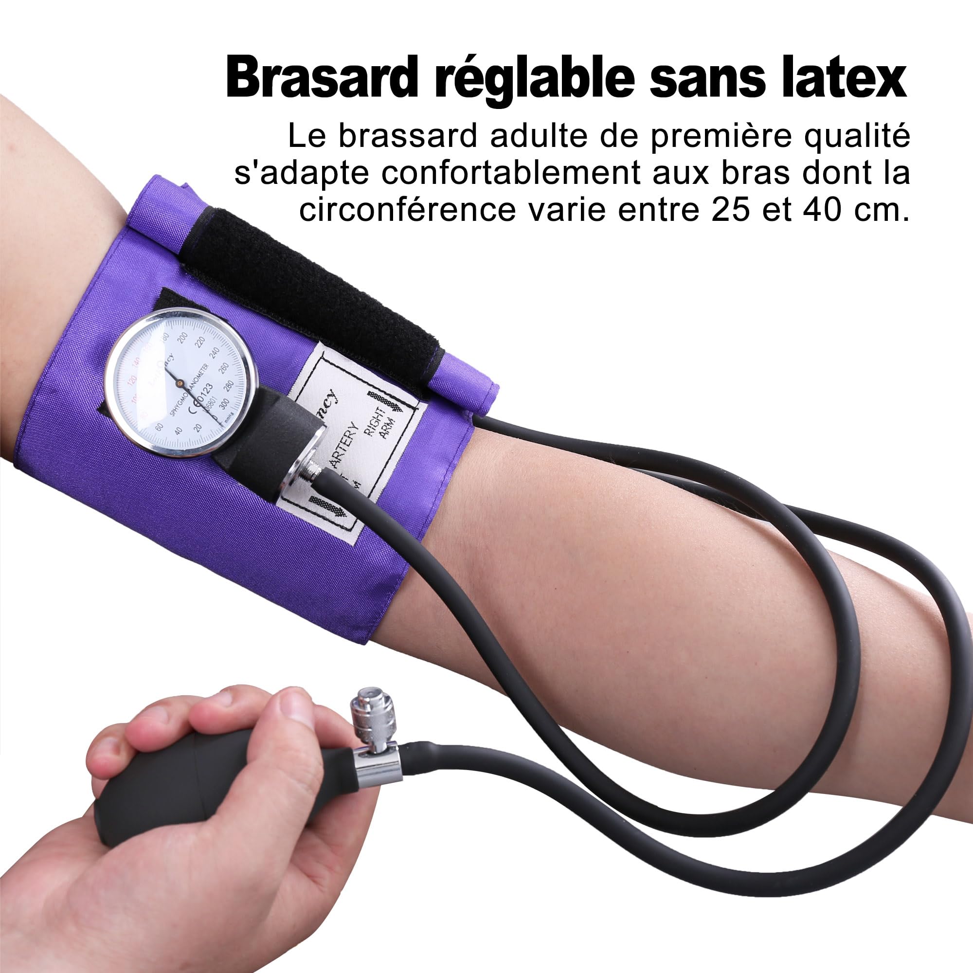 Tensiomètre Manuel Professionnel avec Stéthoscope, pour Adultes | Kit Sphygmomanomètre Anéroïde Haute Précision, Brassard Réglable 25,4-40,6 cm, Dispositif Médical Conforme CE