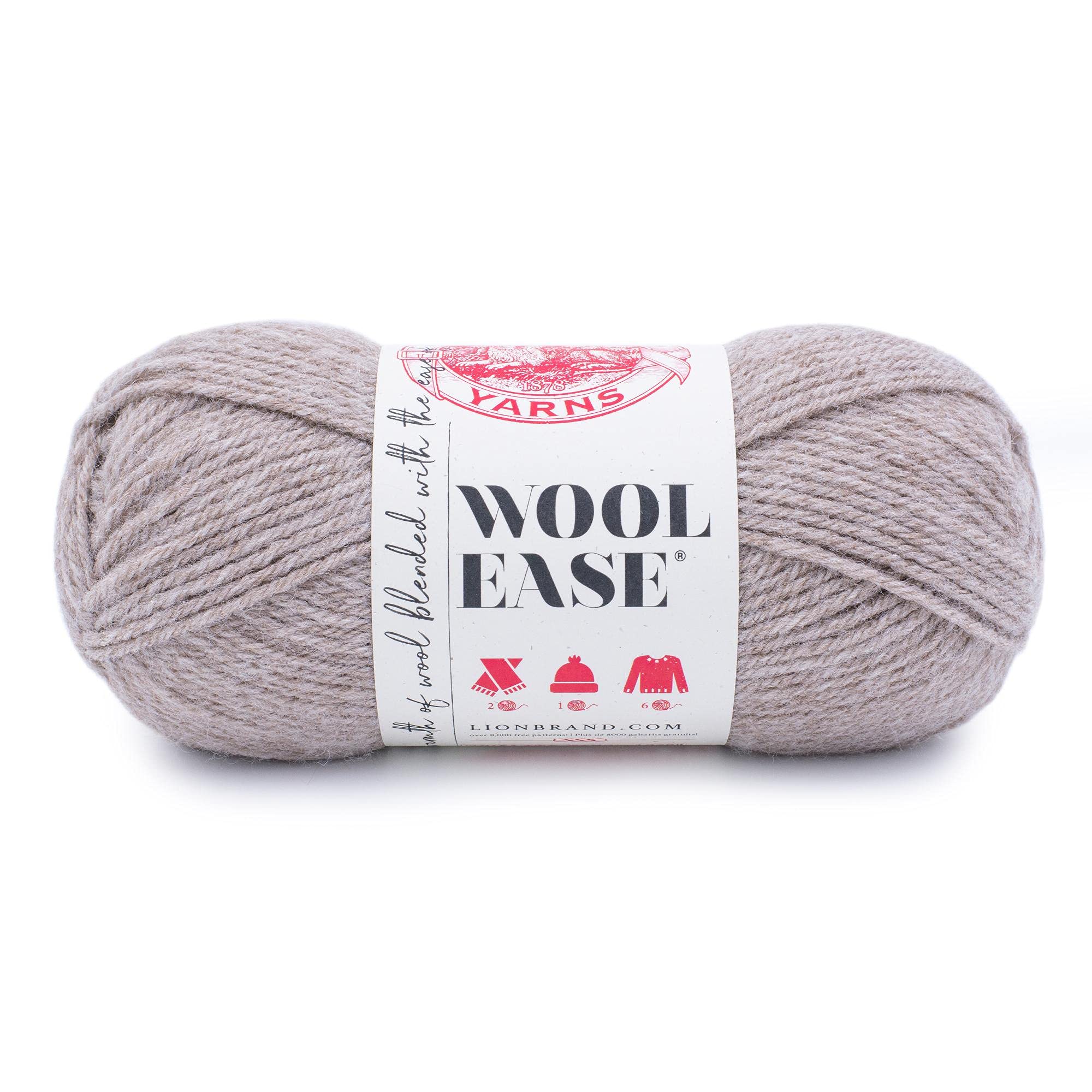 Lion Brand Yarn, Wool-Ease Aran Yarn for Knitting and Crochet, Oatmeal, 1 Pack — image 1