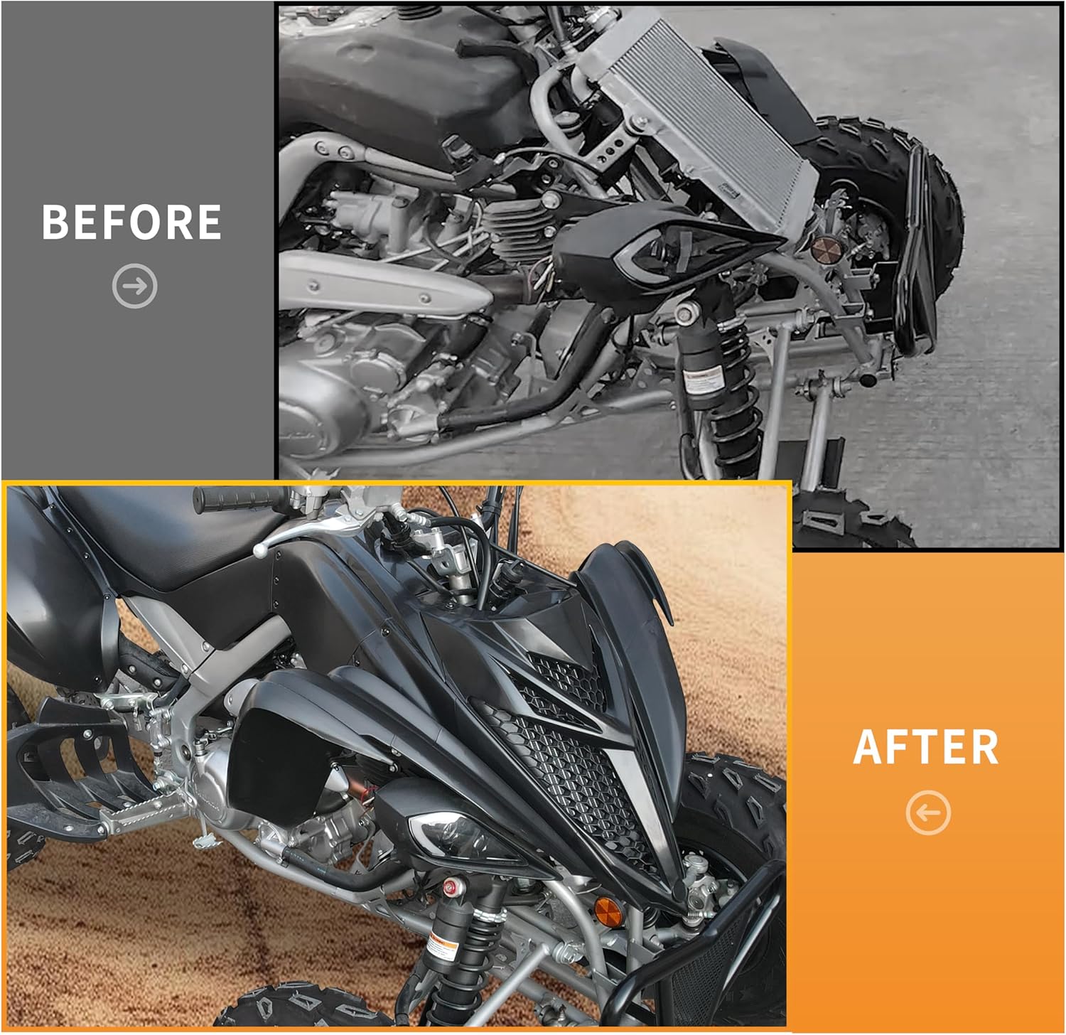 Front Fender Flares Mud Guards Mud Flaps Extension Protector Compatible with Yamaha YFM Raptor 700 700R 2013-2025 Accessories