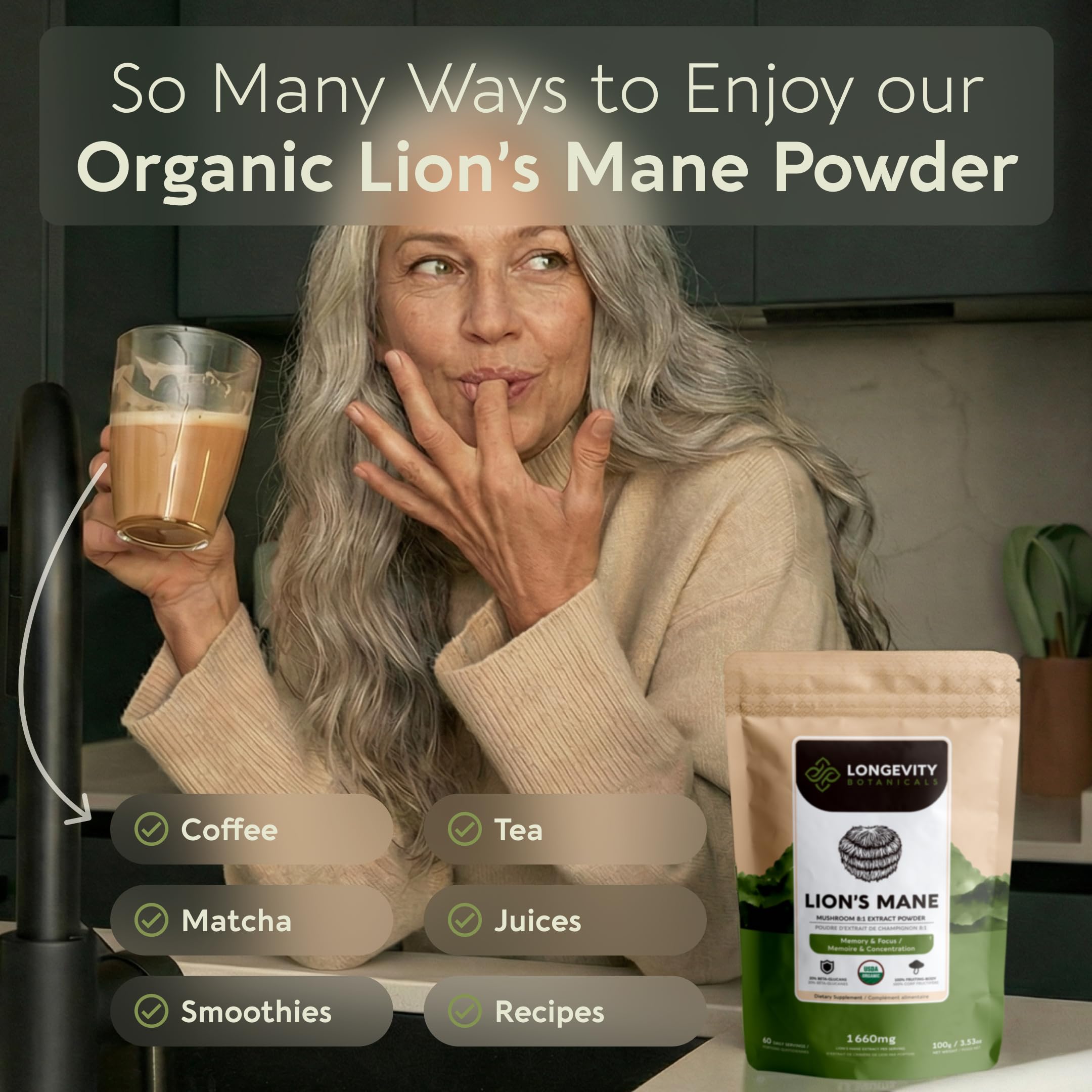 Organic Lion's Mane Mushroom Powder Supplement Extract | Hericium erinaceus — Amazon image 6