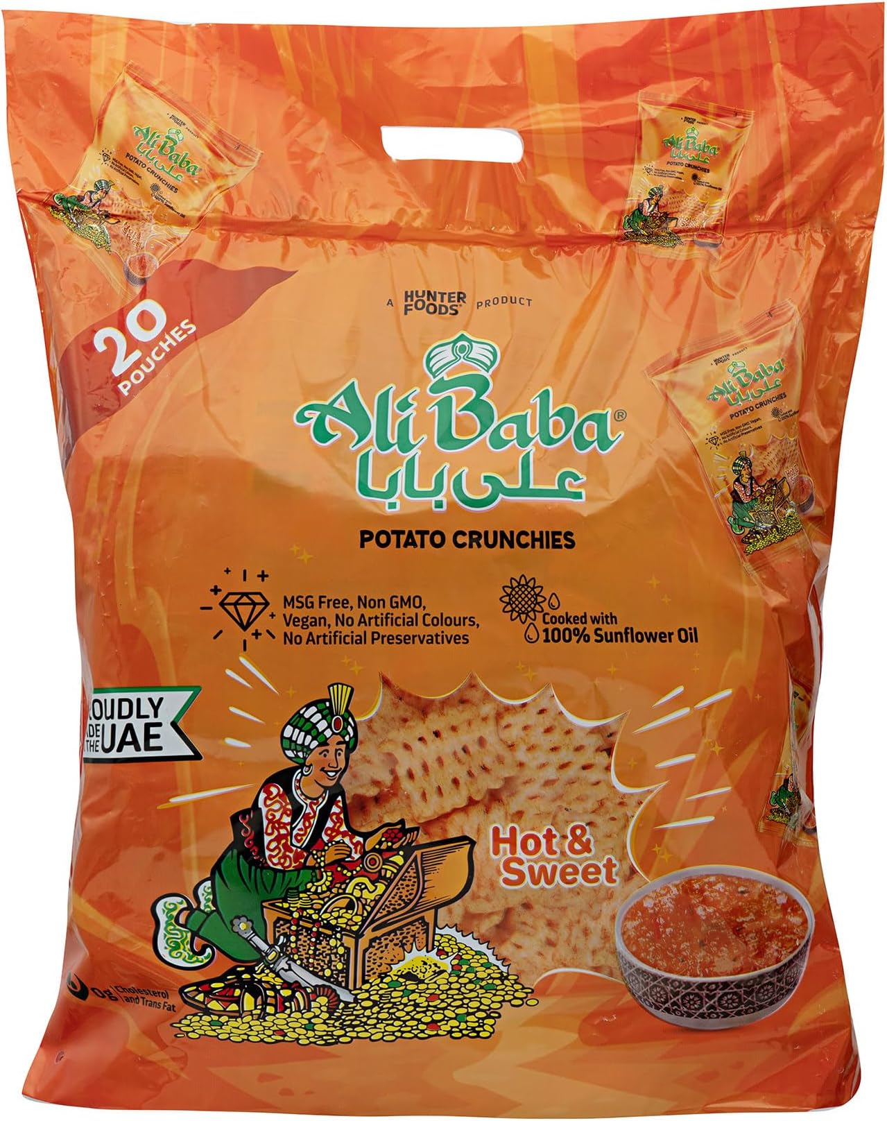 Ali Baba Potato Crunchies - Hot & Sweet 15g, Pack of 20