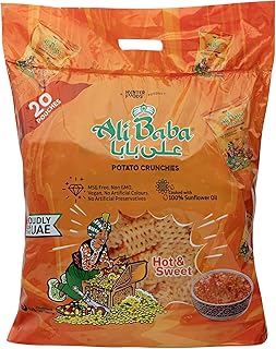 Ali Baba Potato Crunchies - Hot & Sweet 15g, Pack of 20