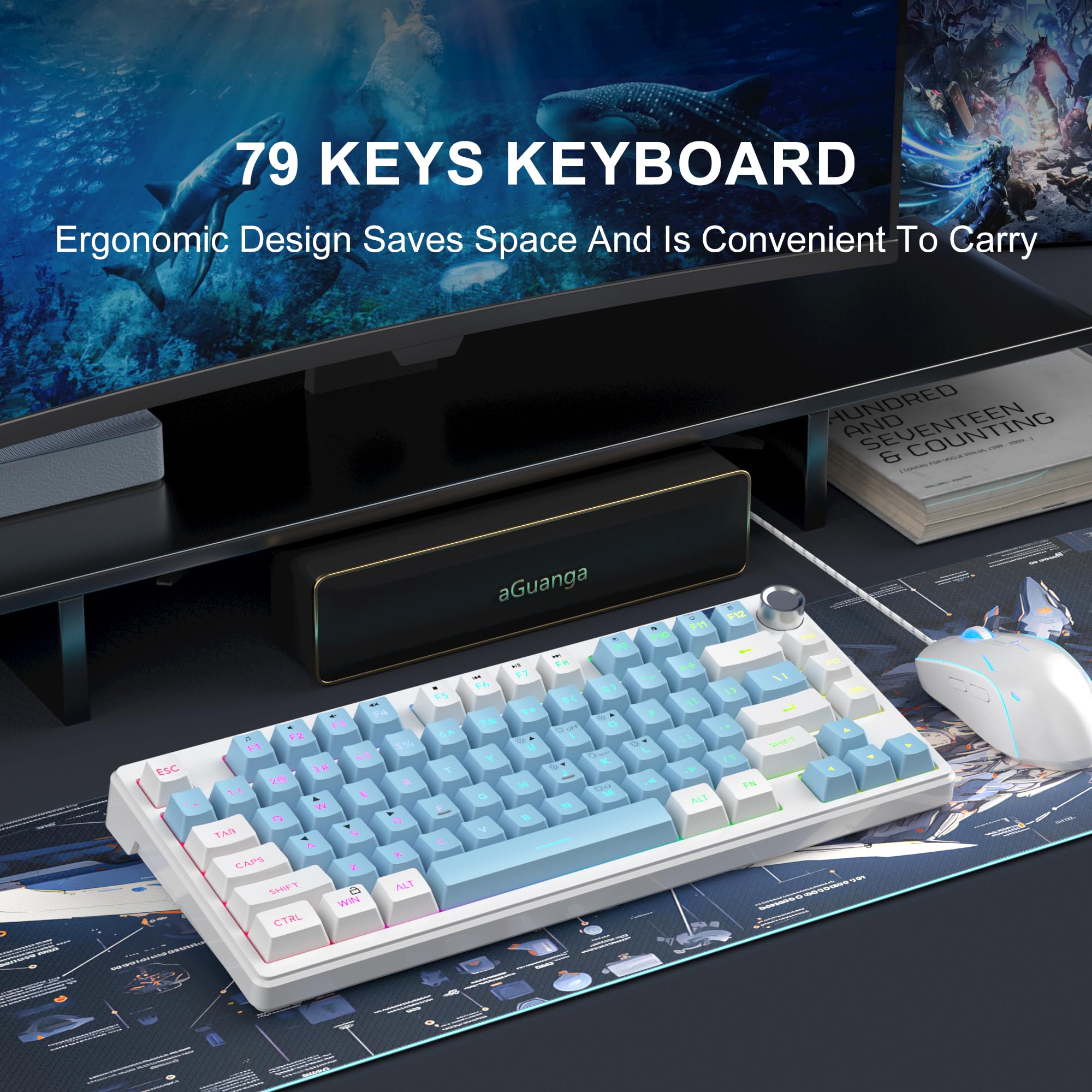 MageGee Mini 60% Gaming Keyboard, RGB Backlit 75 Key Ultra-Compact Keyboard, TS75 Ergonomic Waterproof Mechanical Feeling Office Computer Keyboards for PC, MAC, PS4, Xbox ONE Gamer view 3