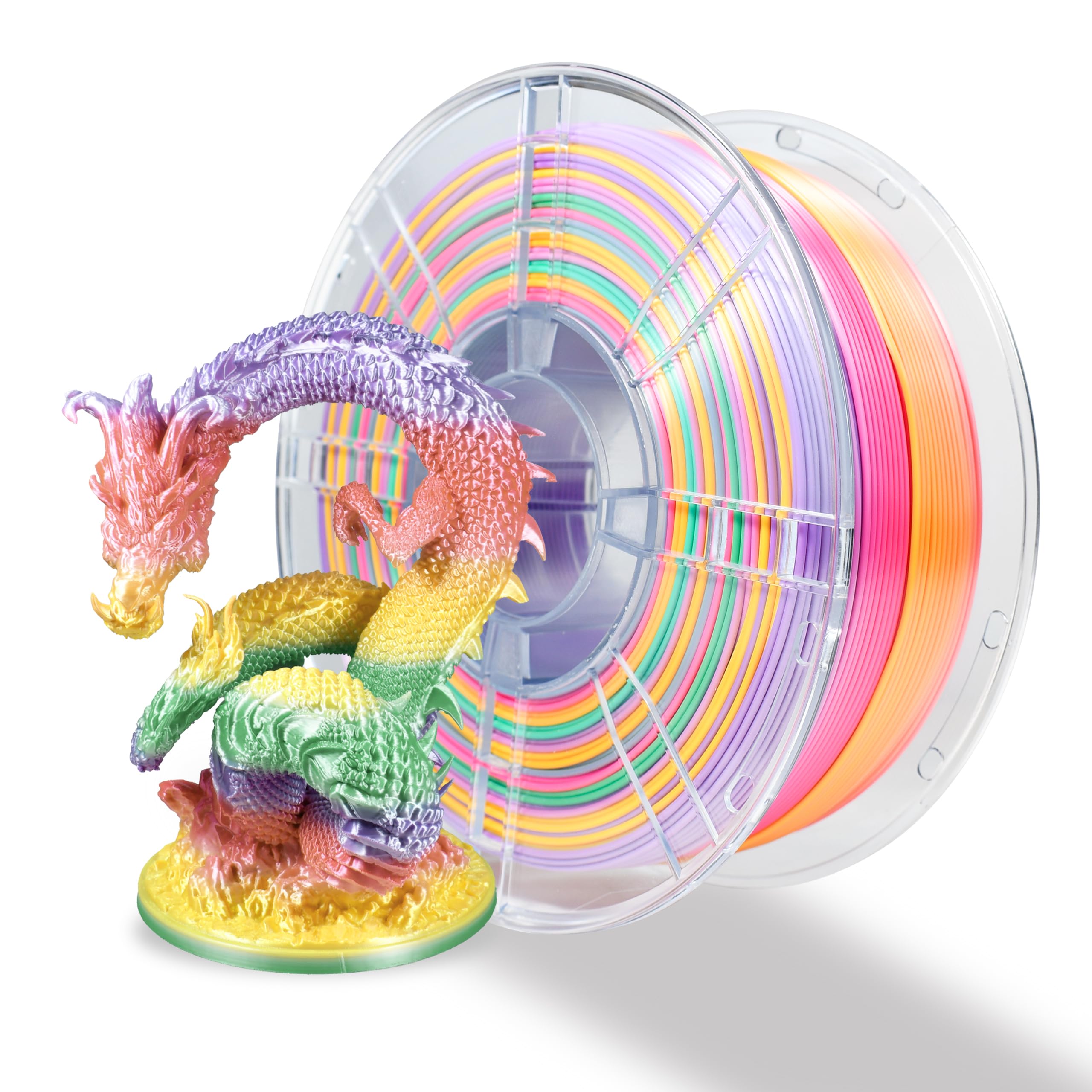 iBOSS 3D Printer Filament 1.75mm, Colorful Macaron Rainbow PLA+ Filament Strong Toughness No-Tangling Filament 3D Printing Filament Fit Most 3D Printers, 1kg Spool, Accuracy +/- 0.02mm, Multi-Color