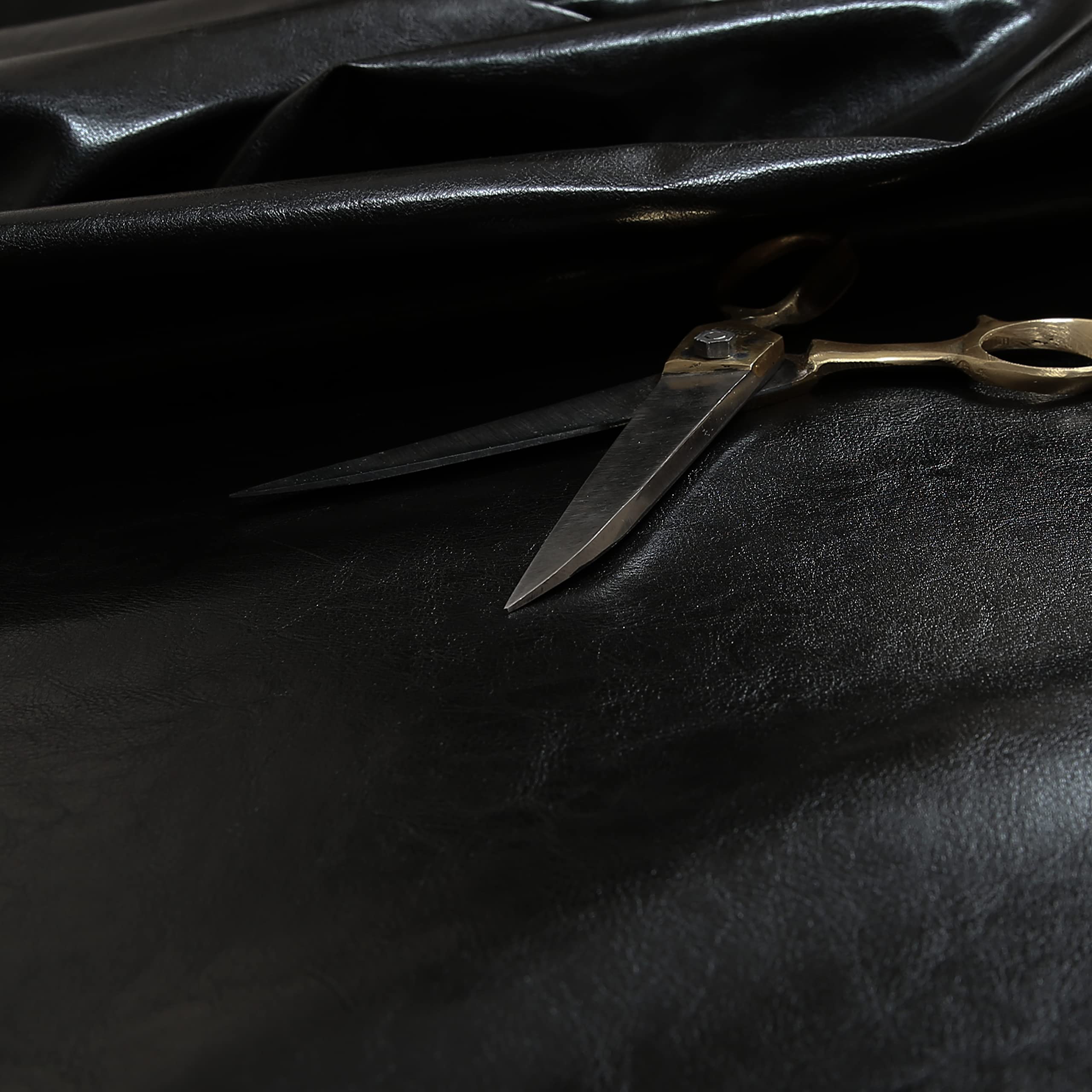 Redbrick Mill Fabrics Flame Retardant Faux Leather PVC PU Material Aged Distressed Finished Look Upholstery Fabric by The Metre, 135cm Width (Black, Per Metre)