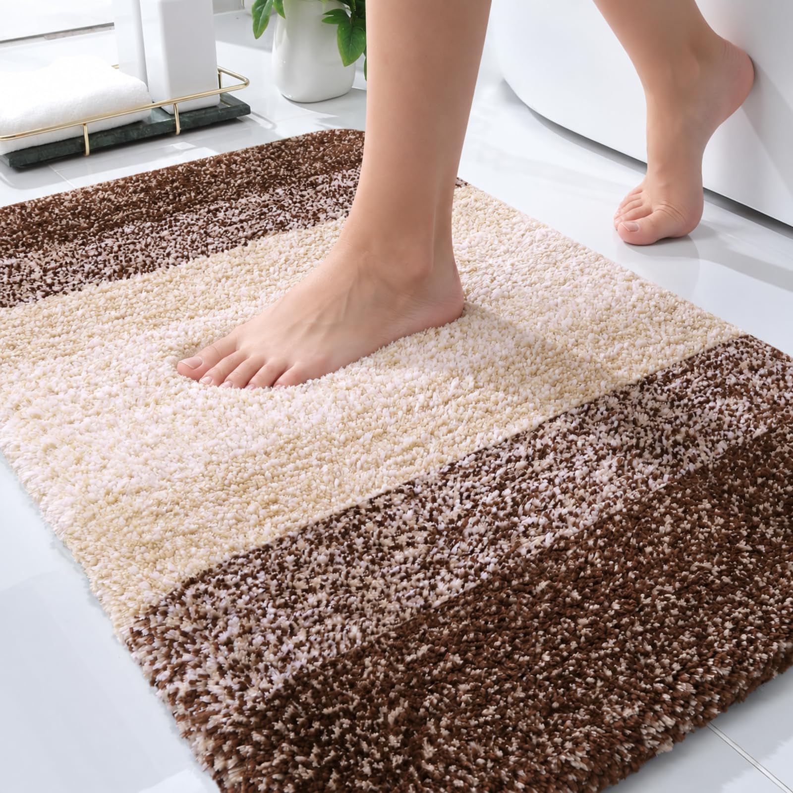 OLANLY Small Bathroom Rugs 24x16, Extra Soft Absorbent Microfiber Bath Rugs