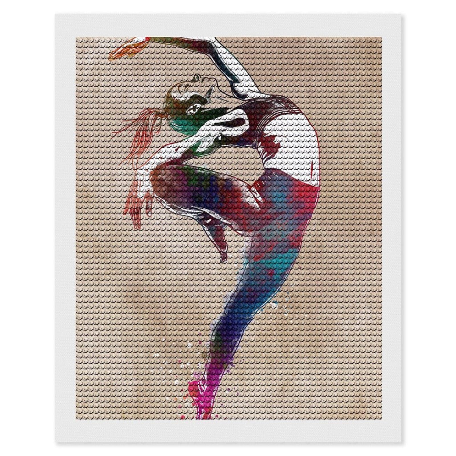 Junmoney Gymnastics Sport Art Diamond Art Kit 16"x20", Gift Idea, for Family Craft Time, Mindful Craft Activity, Boho Decor, Relaxing DIY Hobby