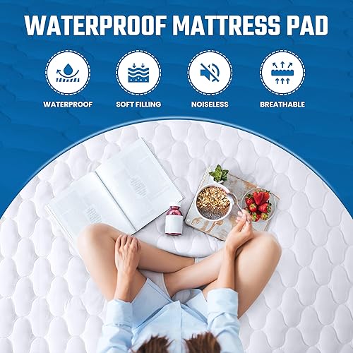 Miniatura 7 de Utopia Bedding Protector de colchón acolchado impermeable tamaño matrimonial, protector de colchón que se estira hasta 16 pulgadas de profundidad,