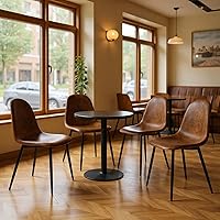 HomyCasa Set of 4 Brown Suede Commercial Cafe Chairs - Ergonomic Backrest, Cushioned Seat, Sturdy Metal Legs for Bistros & Restaurants