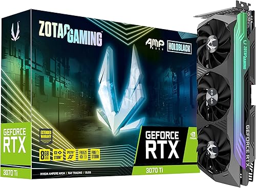Miniatura 1 de ZOTAC GeForce RTX 3070 Ti AMP Holo 8GB GDDR6X 256-bit 19 Gbps PCIE 4.0 Tarjeta gráfica para juegos, HoloBlack, IceStorm 2.0 Advanced Cooling,