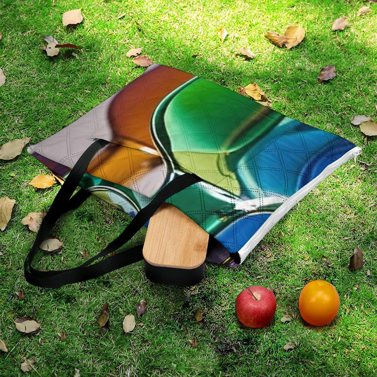 Couverture de pique-nique imperméable avec sac fourre-tout, tapis de pique-nique pliable pour camping, plage, parc, 200 x 200 cm