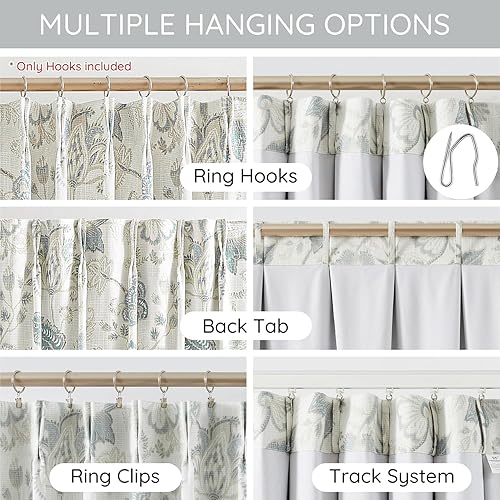 Miniatura 3 de Kayne Studio Paneles de cortinas opacas de lino con estampado botánico de hojas florales, cortinas de granja insonorizadas con bloqueo de luz,