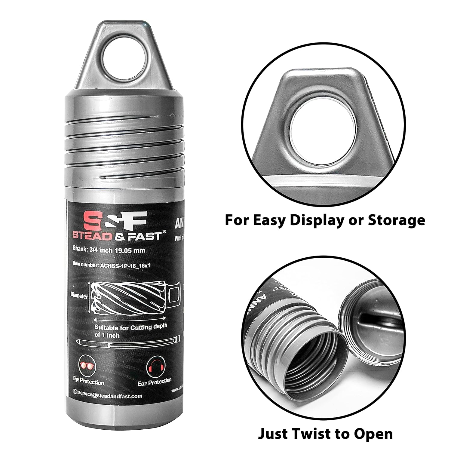 S&F STEAD & FAST Annular Cutter, 1” Diameter x 1" Depth of Cut for Magnetic Drill Press, Mag Drill Bit with Pilot Pin