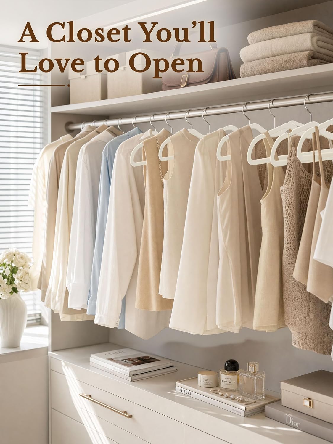 Plastic Hangers 20 Pack, Short Neck Non Slip Clothes Hangers with 360° Swivel Hooks, Space Saving Slim White Hangers for Closet, Soft Touch Adult Clothing Hangers for Shirts Coats Pants Dresses