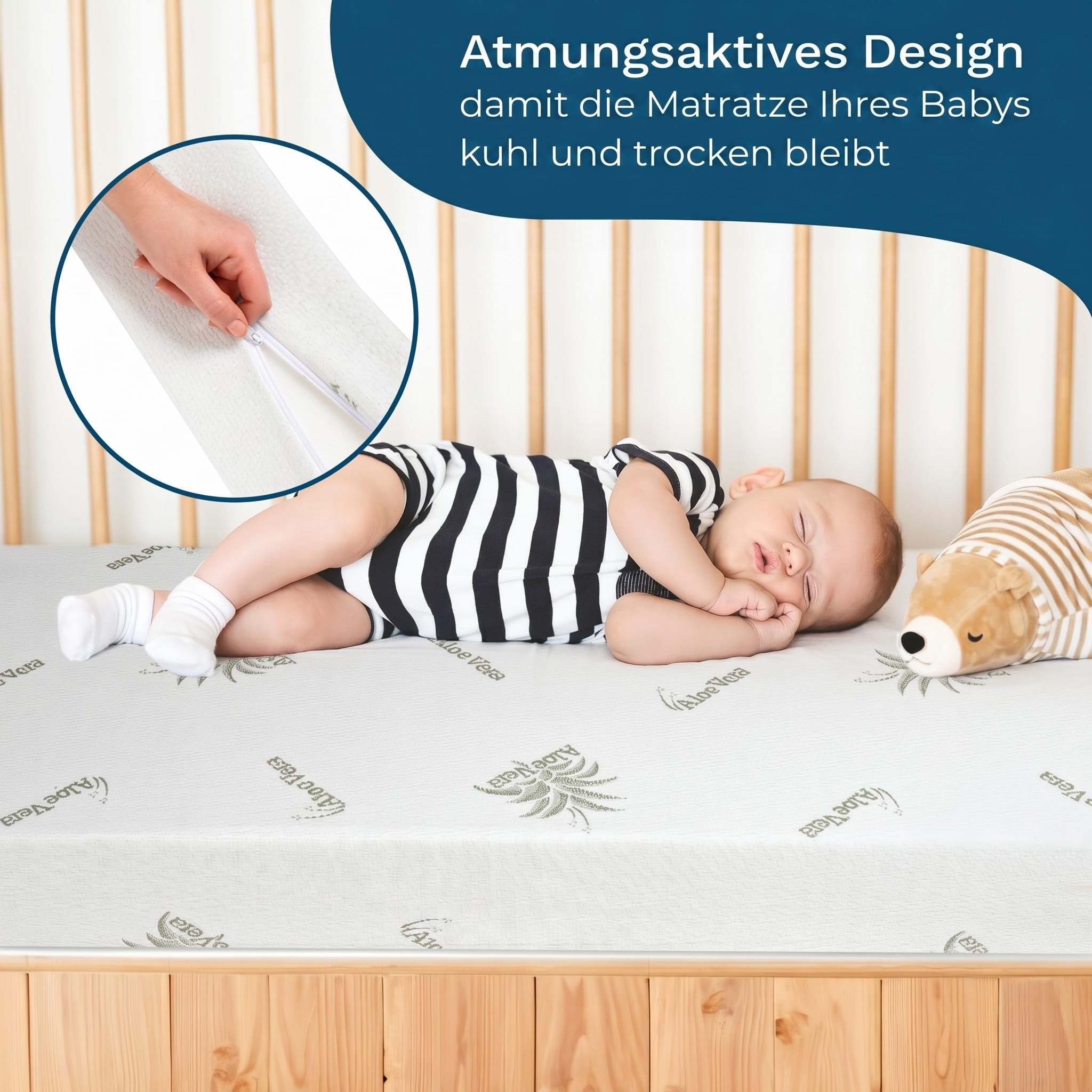 DOLCI SOGNI Stubenwagen Matratze 50x83 cm - Beistellbett Chicco next2me - 100% Made in Italy - Oeko-TEX® & CertiPUR™ - Baby Matratze mit waschbarem Aloe-Vera-Bezug