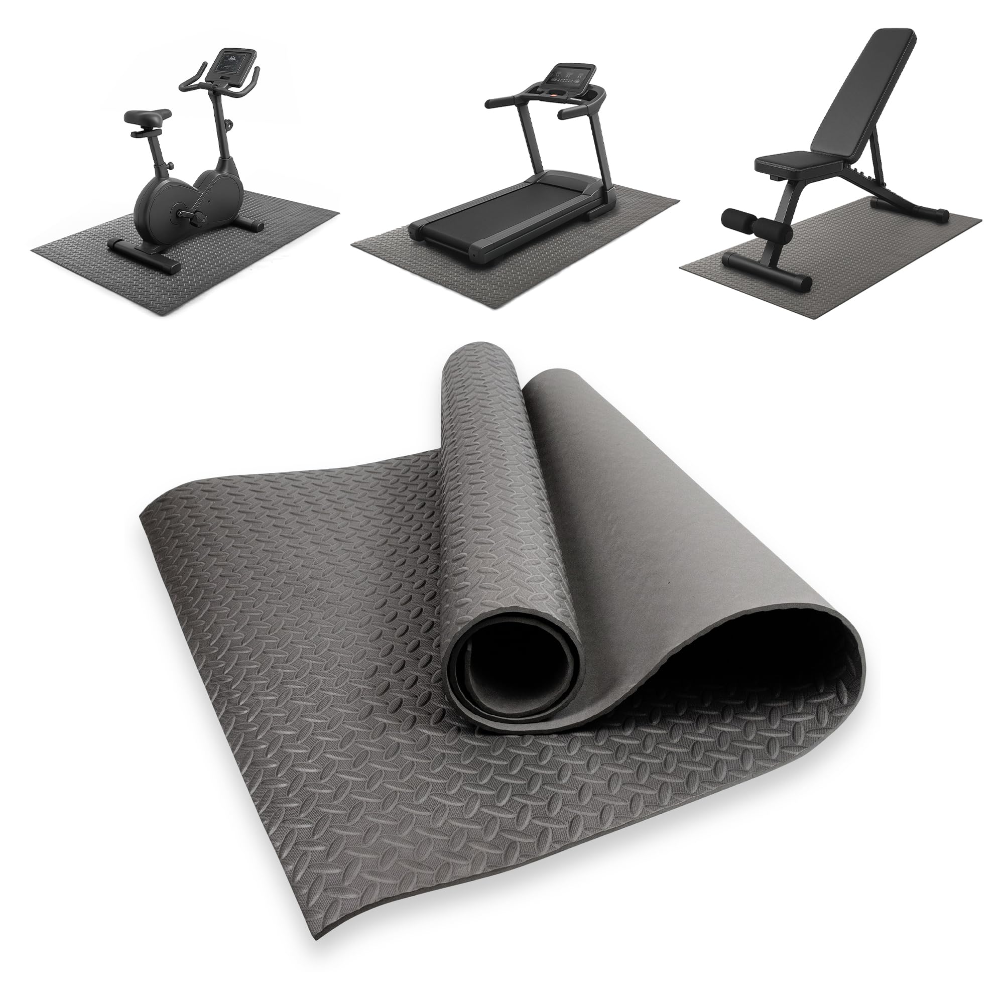 Phoenix Fitness Heavy Duty Exercise Equipment Mat – XL Tear-Resistant EVA Foam Gym Mat for Indoor & Outdoor – Non-Slip Protective Floor Mat for Treadmill, Weightlifting & Home Gym - 200 x 100 x 0.6cm