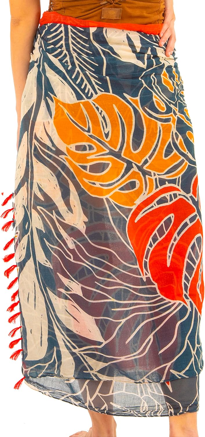 Long Sarong for Women Smooth and Silky Cotton Beach Pareo Bikini Swimsuit Cover Up Tapestry Wall Hanging - Wrap Skirt