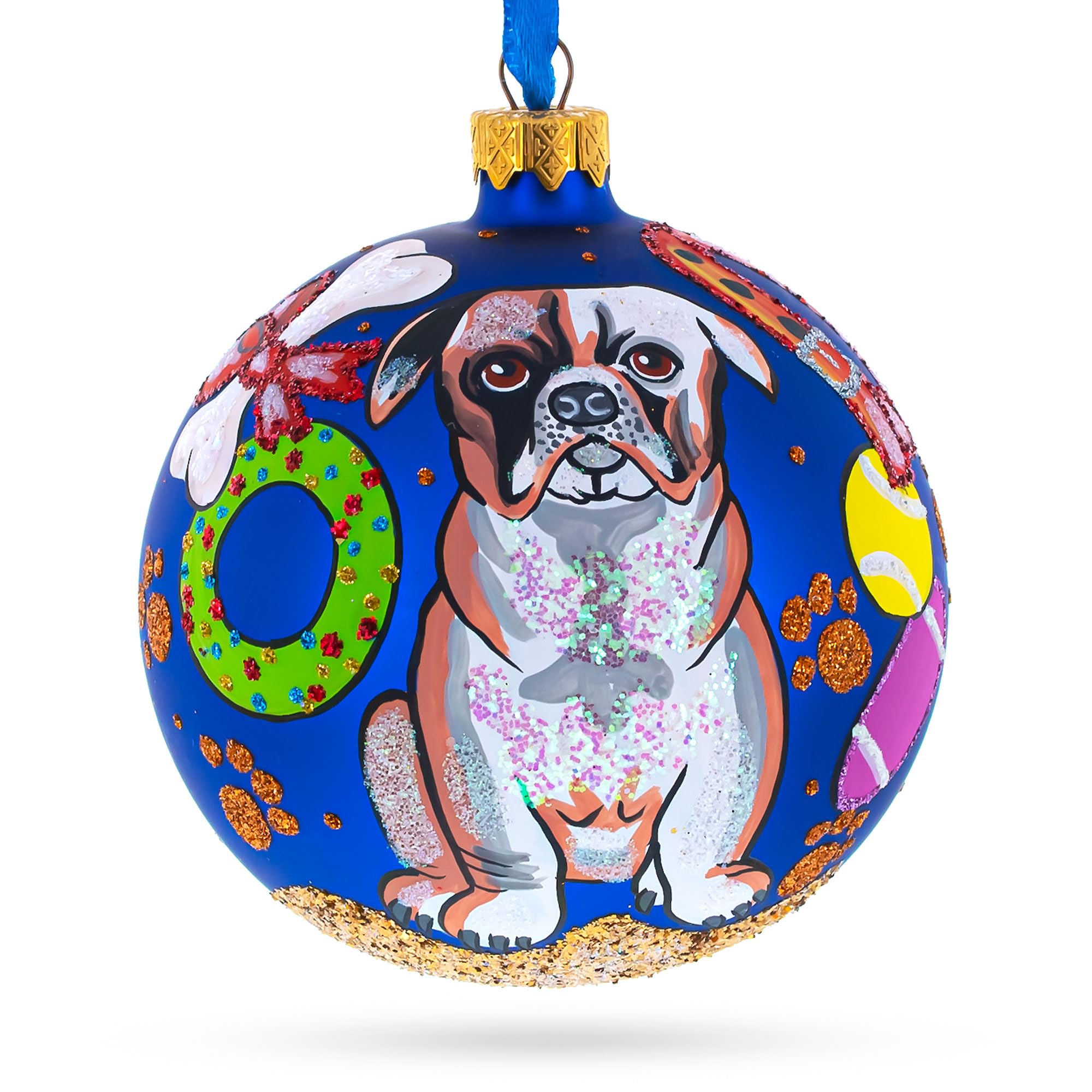 Boule de Noël Bouledogue en verre, cadeau idéal pour maître de chien