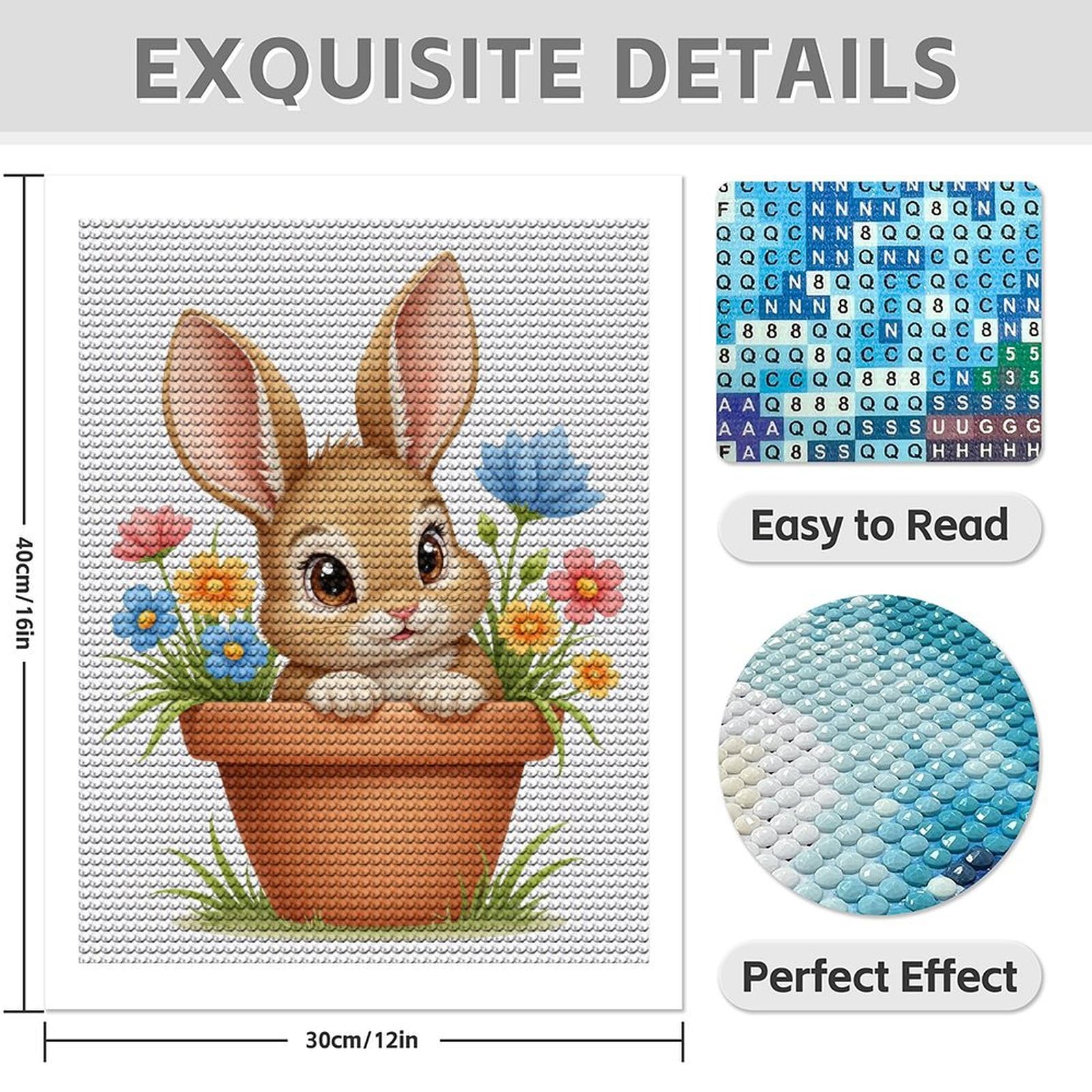 Amazon.com: TZTTZT Cute Bunny in Flower Pot Diamond Art Kits