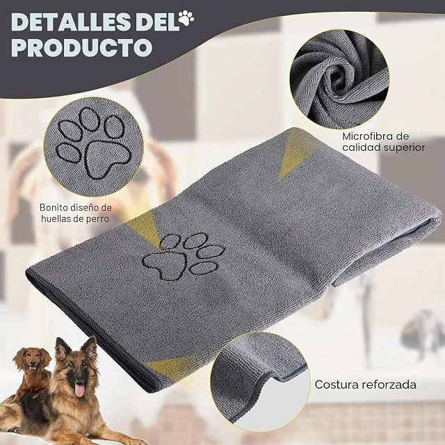 Foto 4 de 6 de Juego de baño para perros 4 en 1 con paño seco, manoplas, peine de metal, cepillo de masaje, ducha para perros