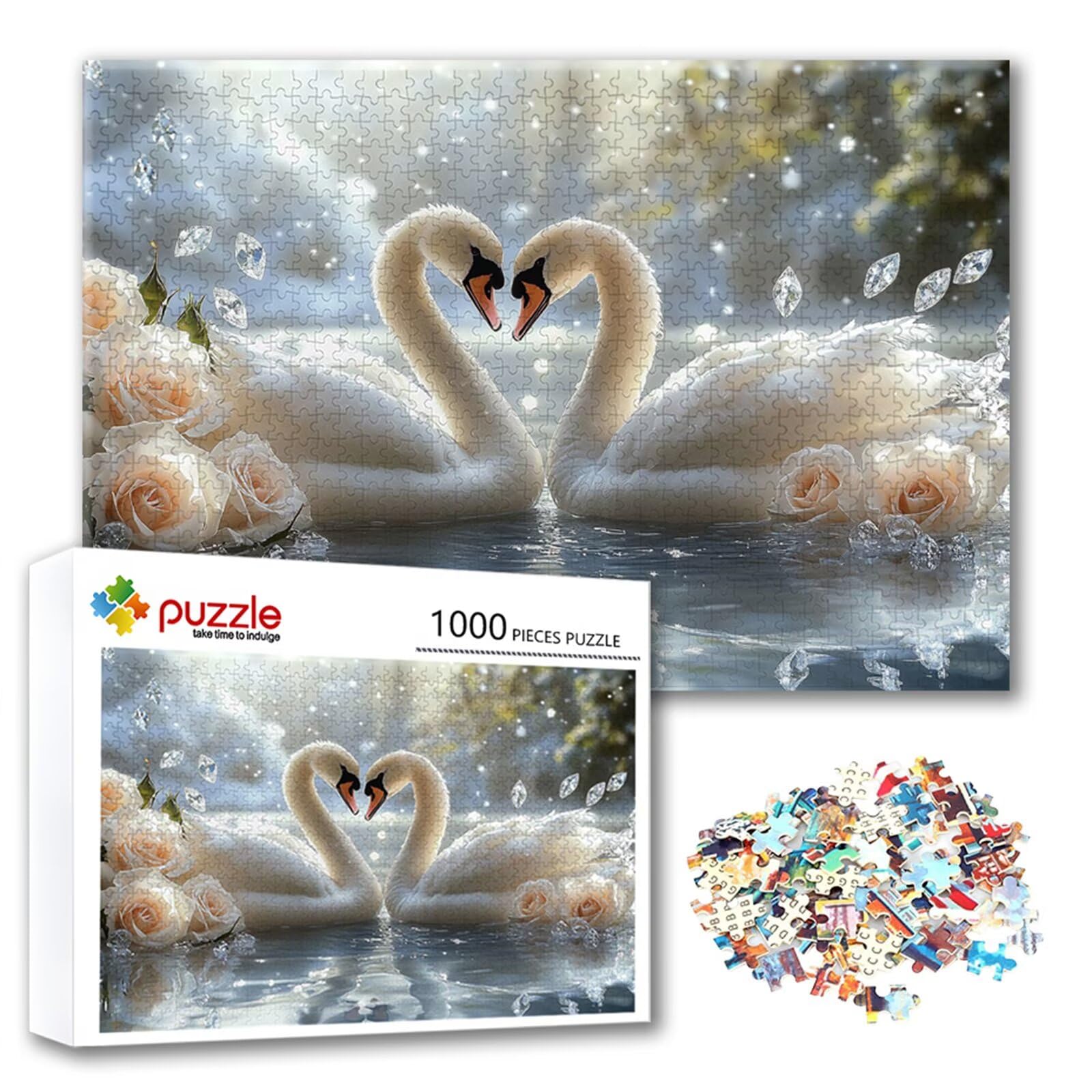 Puzzle ze zwierzętami 4000 sztuk łabędź niemożliwe łamigłówki, wyzwanie dla dorosłych drewniane układanki, gry logiczne dla całej rodziny z redukcją ciśnienia, prezenty dla kobiet mężczyzn S-4