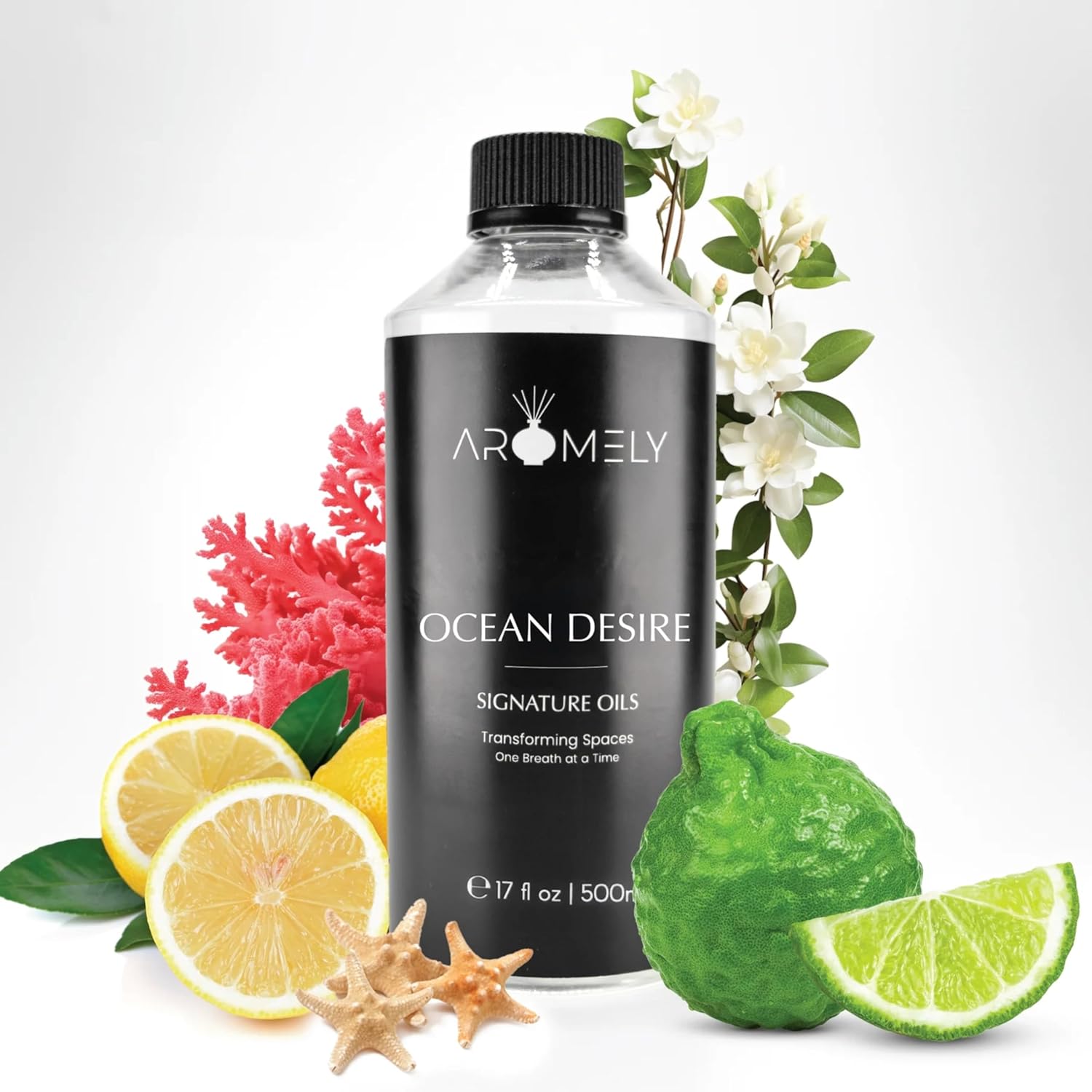 AROMELY Ocean Desire Hotel Selection Diffuser Oil Scent - Fragrance from 5-Star Resorts - Luxurious Scent of Bergamot, Amber, Musk, and Jasmine (500ml)