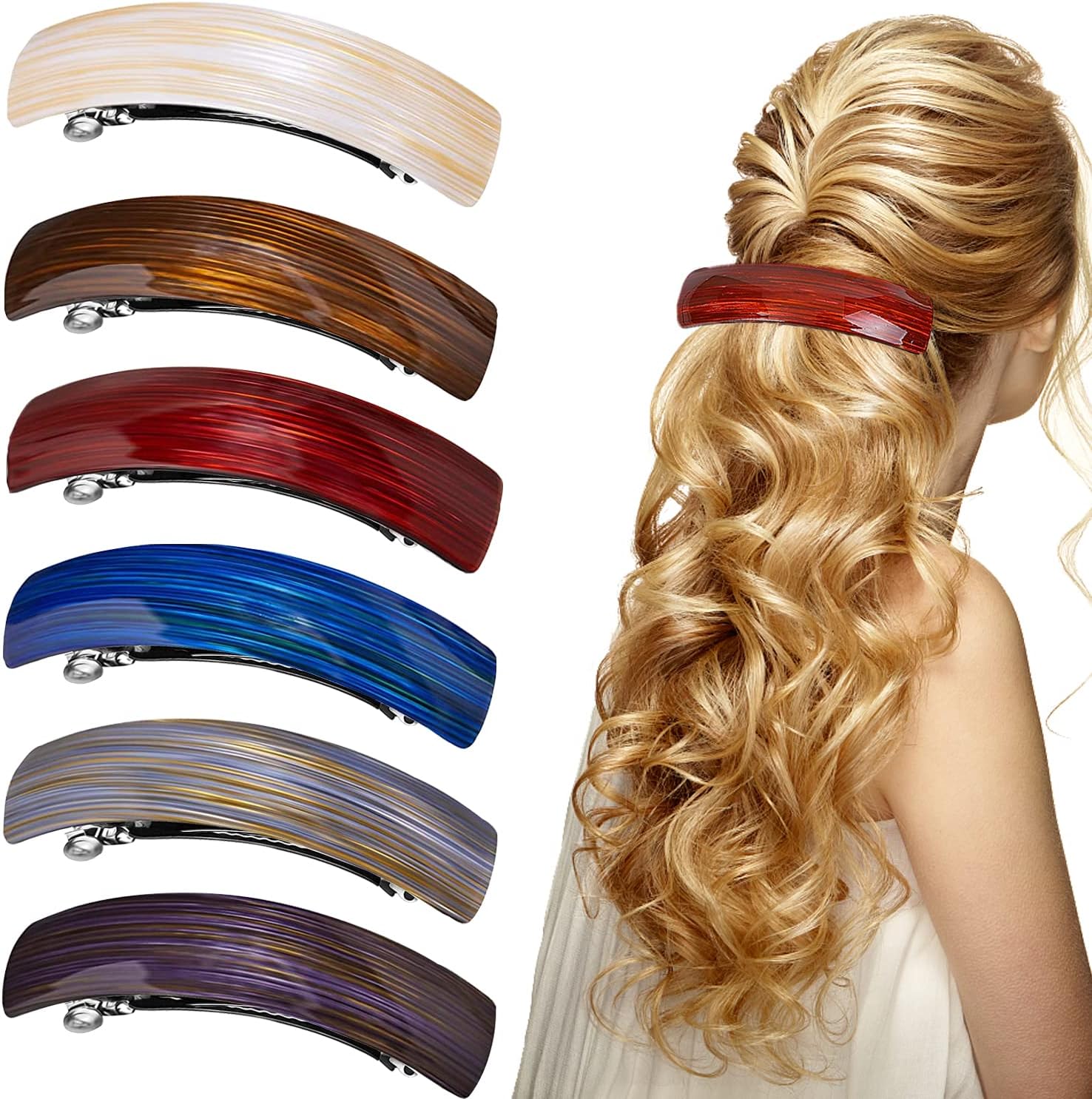 6 Pieces Retro Acrylic Hair Barrettes for Women, Gold