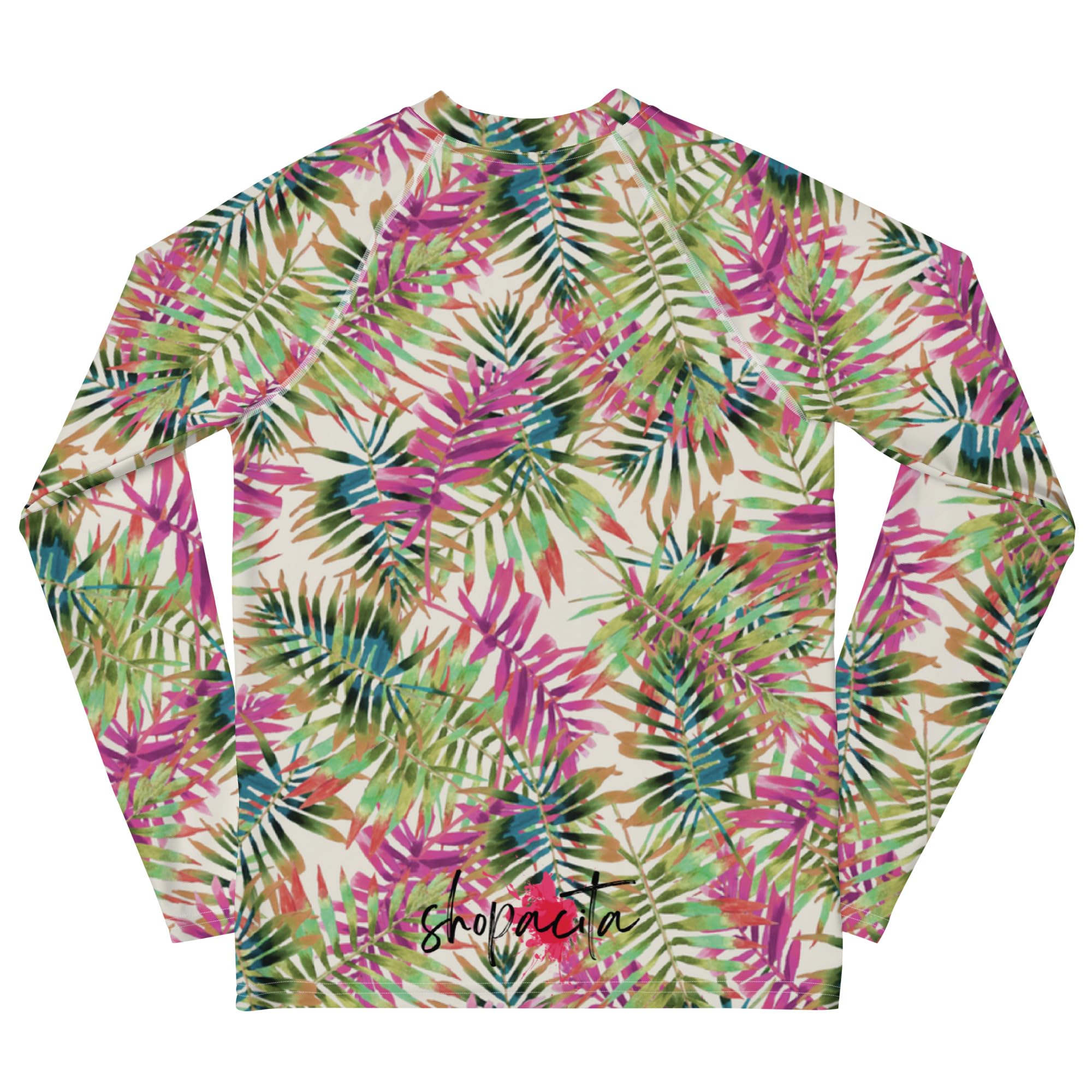Rashguard Jugend Mädchen, Langarm, Badeshirt, Schwimmshirt, Sonnenschutz, Badebekleidung, Schnelltrocknend, UPF 50+, Rash Top mit Print, Rash Guard Shirt, UV Shutz, Color Leaves, 134-158 cm