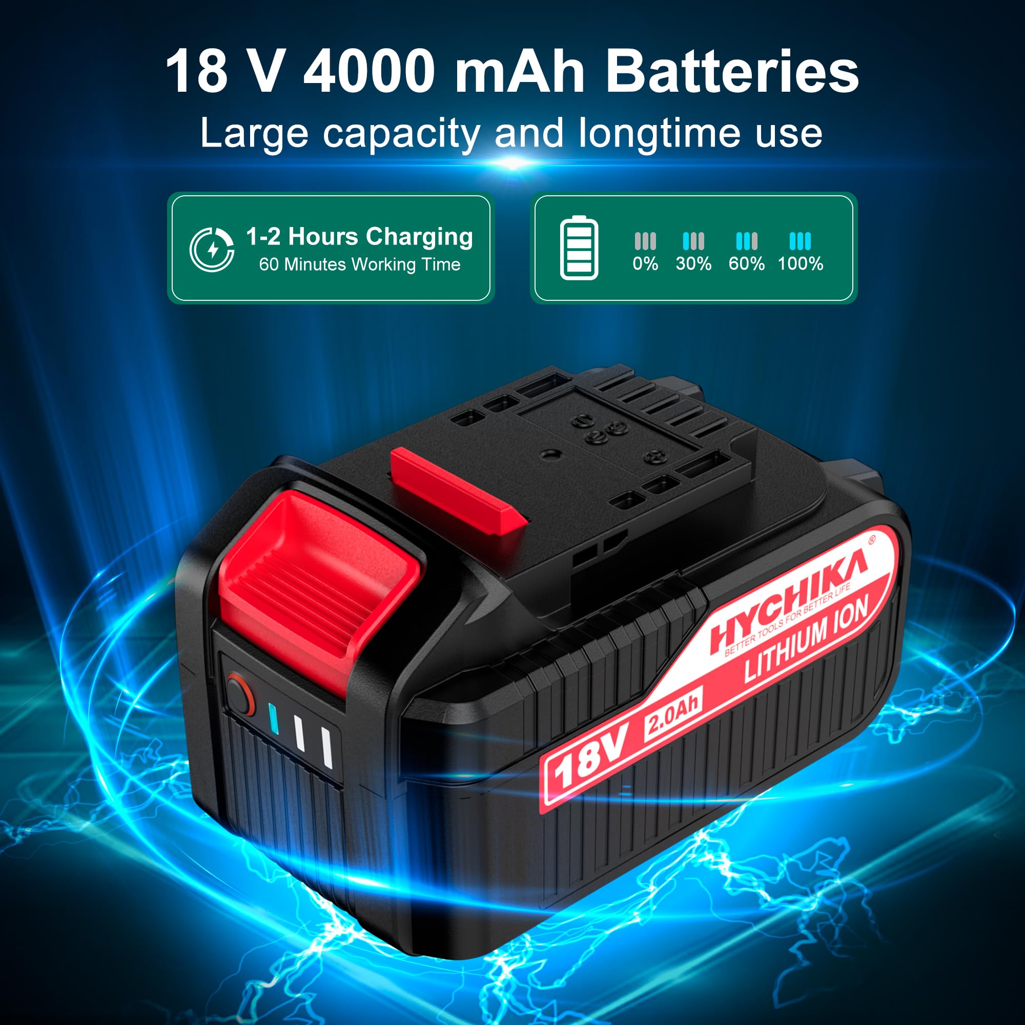 HYCHIKA - Motosierra eléctrica con cadena 3/8 de 10 pulgadas, motosierras inalámbricas de 18 V con batería de 4000 mAh y cargador, sierras eléctricas para cortar madera y árboles, sierra de árbol de