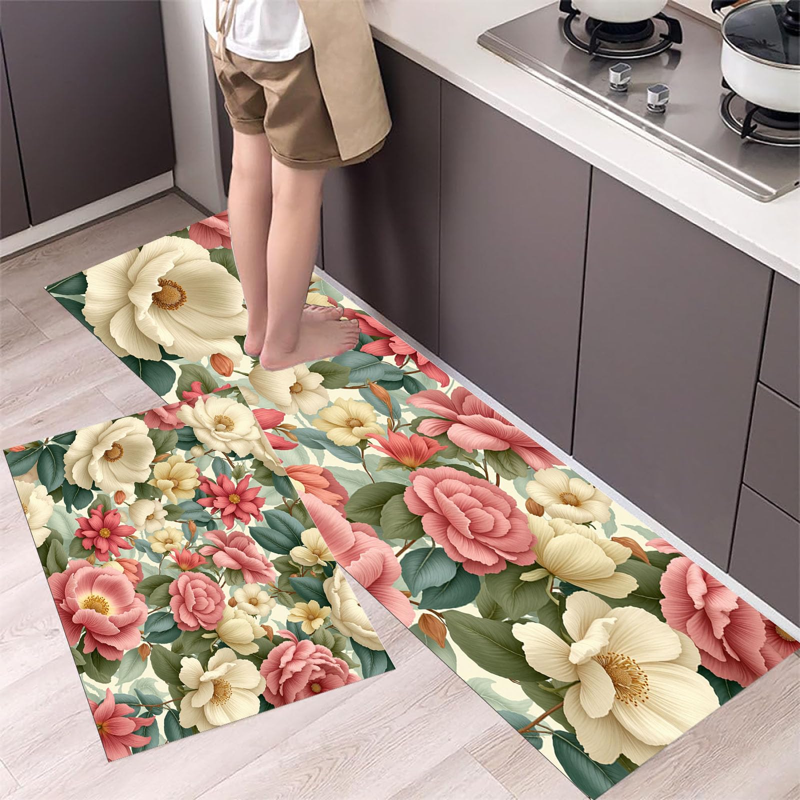 Juego de tapetes de cocina 40x60 y 40x120 cm antideslizantes para entrada y pasillos