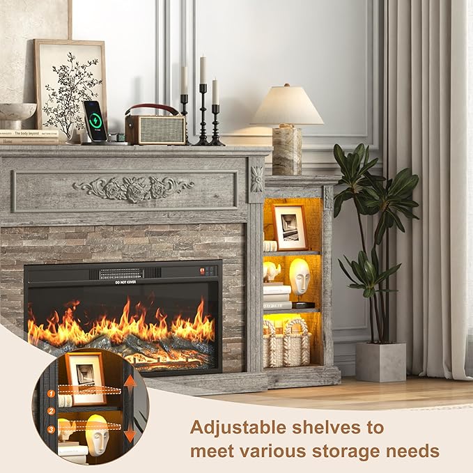 Chimenea Eléctrica Hlivelood 85" con Repisa, Centro de Entretenimiento miniatura 7