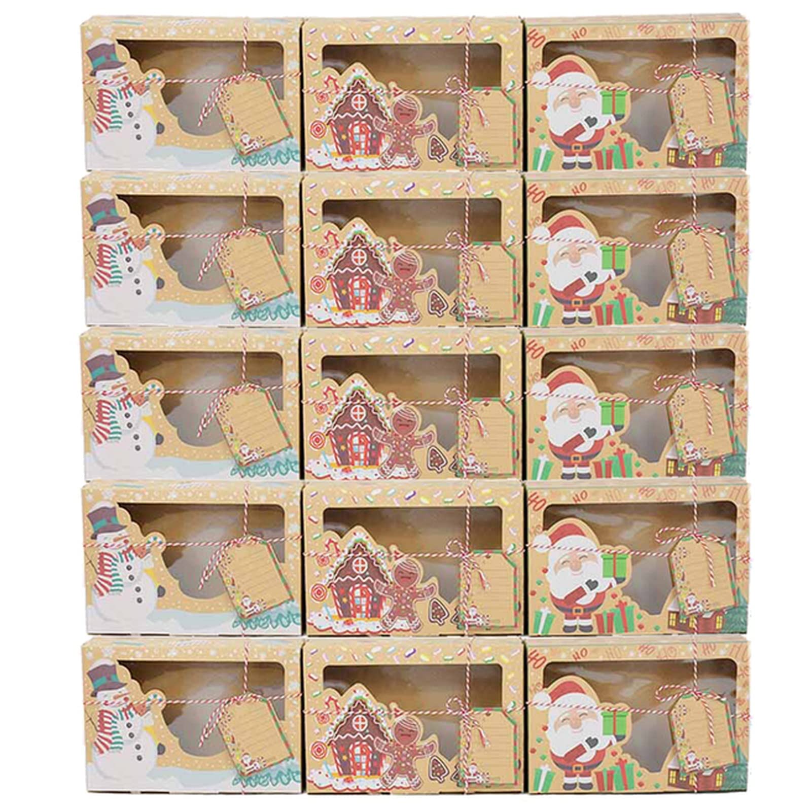 Weihnachtsgeschenkbox 15 stücke DIY. Weihnachtsgeschenkbox mit Grußkarte Santa Snowman Paperbox for Jahr Geschenkverpackung Dekorationen Weihnachtsgeschenkbox groß