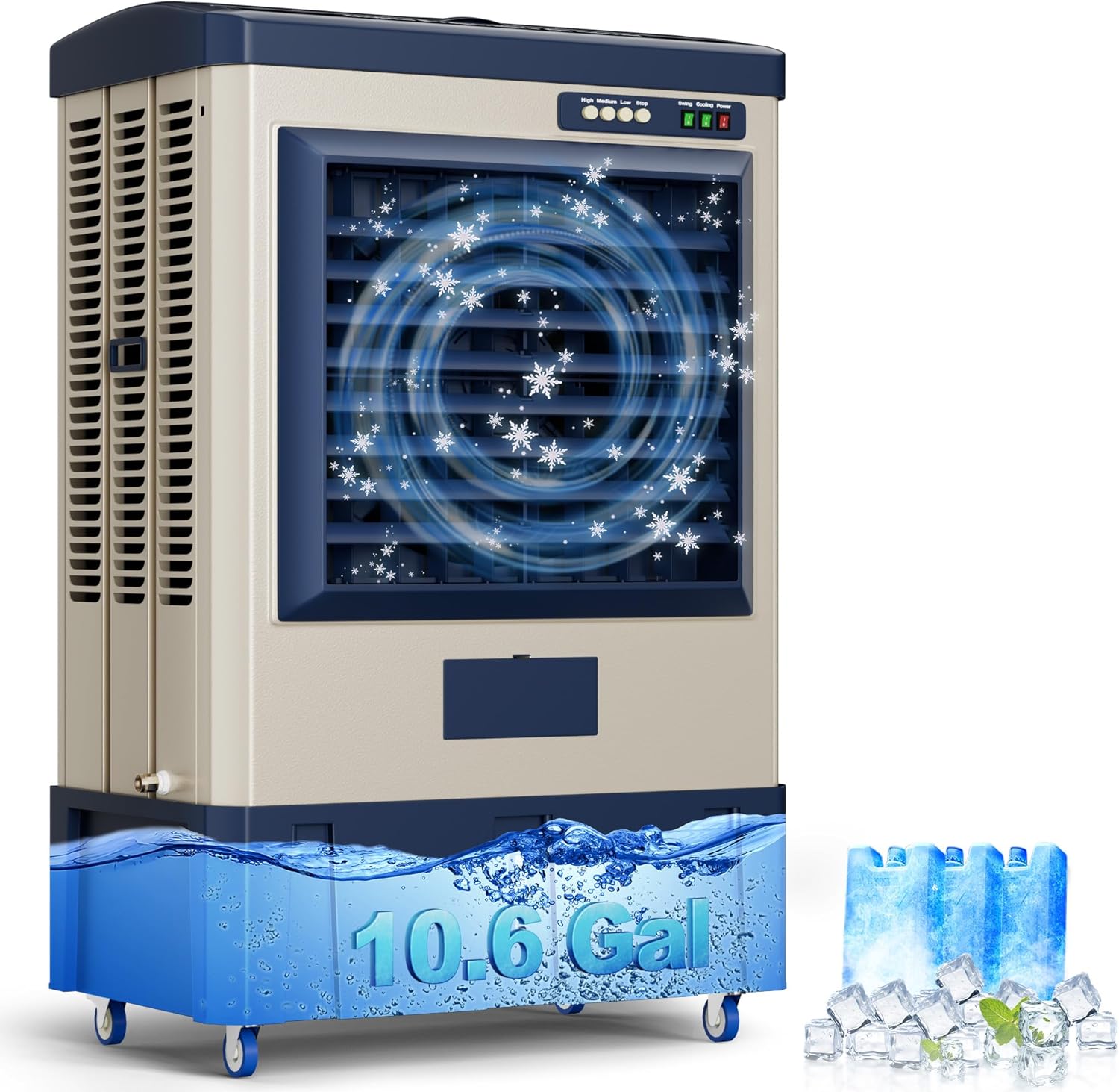 MEPTY 4800CFM Swamp Cooler, Evaporative Air Cooler with Continuous Auto Fill, Portable Evaporative Cooler for Commercial, Industrial, Garage, Patio Use, Outdoor Air Conditioners