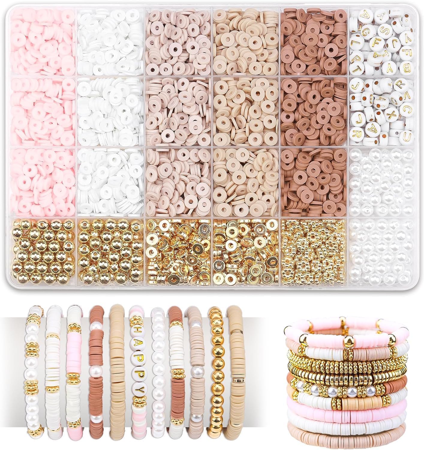 ONISHOMES Kids and Girls Jewellery Making Kit DIY Bracelets, Necklace, Rings and Hairband Making Kit and Creative Activity for Kids and Girls (Brown)