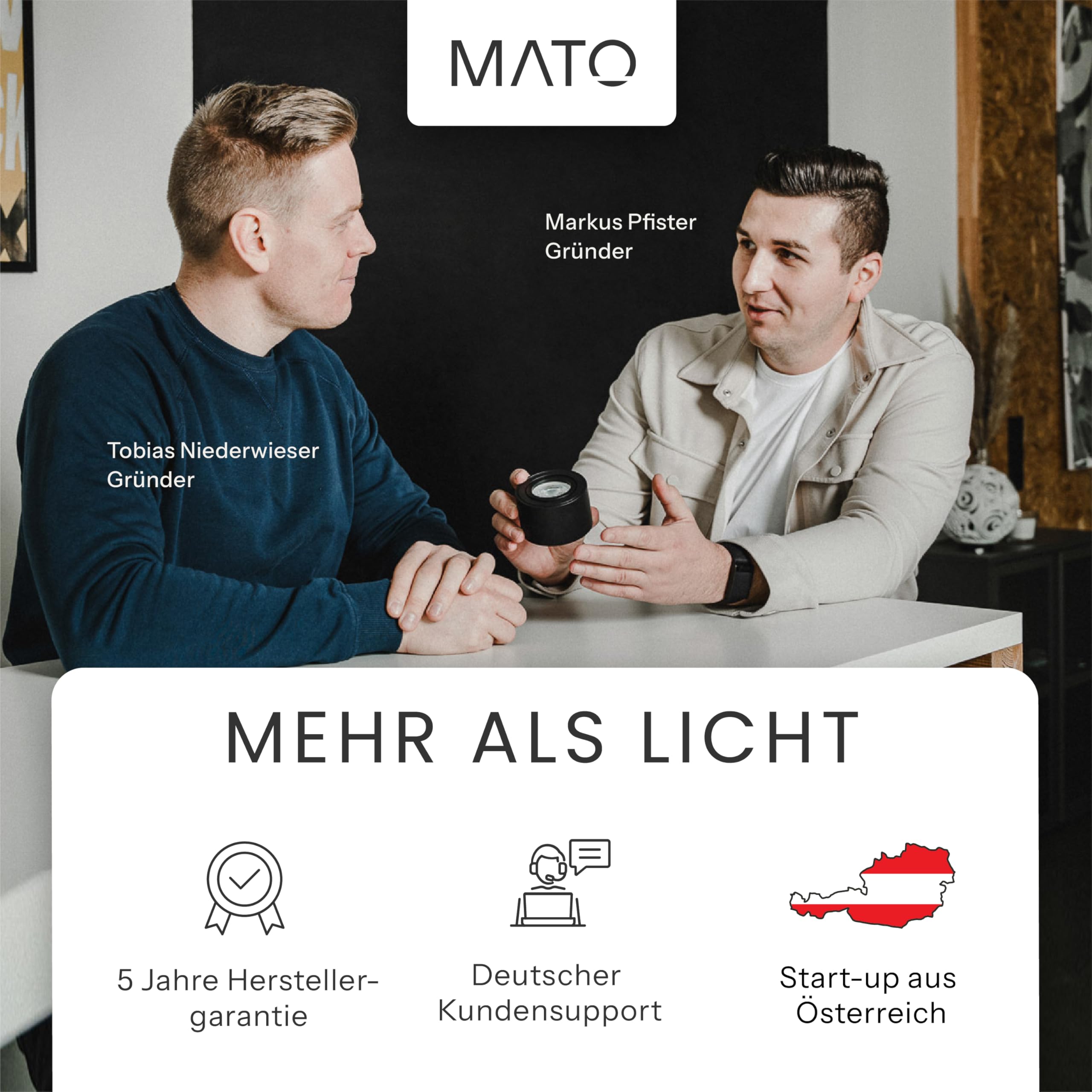 MATO Aufbauspot schwarz extra flach schwenkbar Ø80x50mm 5W LED Modul 230V 3000K/4000K/6500K Deckenspots