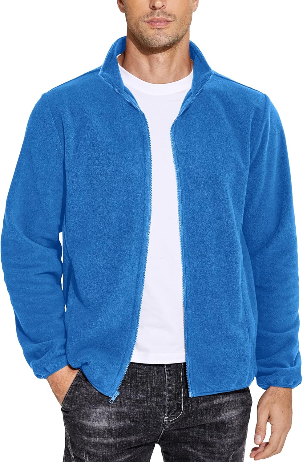 COOFANDY Men’s Soft Polar Fleece Jacket Lightweight Full Zip Jackets Casual Outdoor Warm Jackets Coats with Pockets