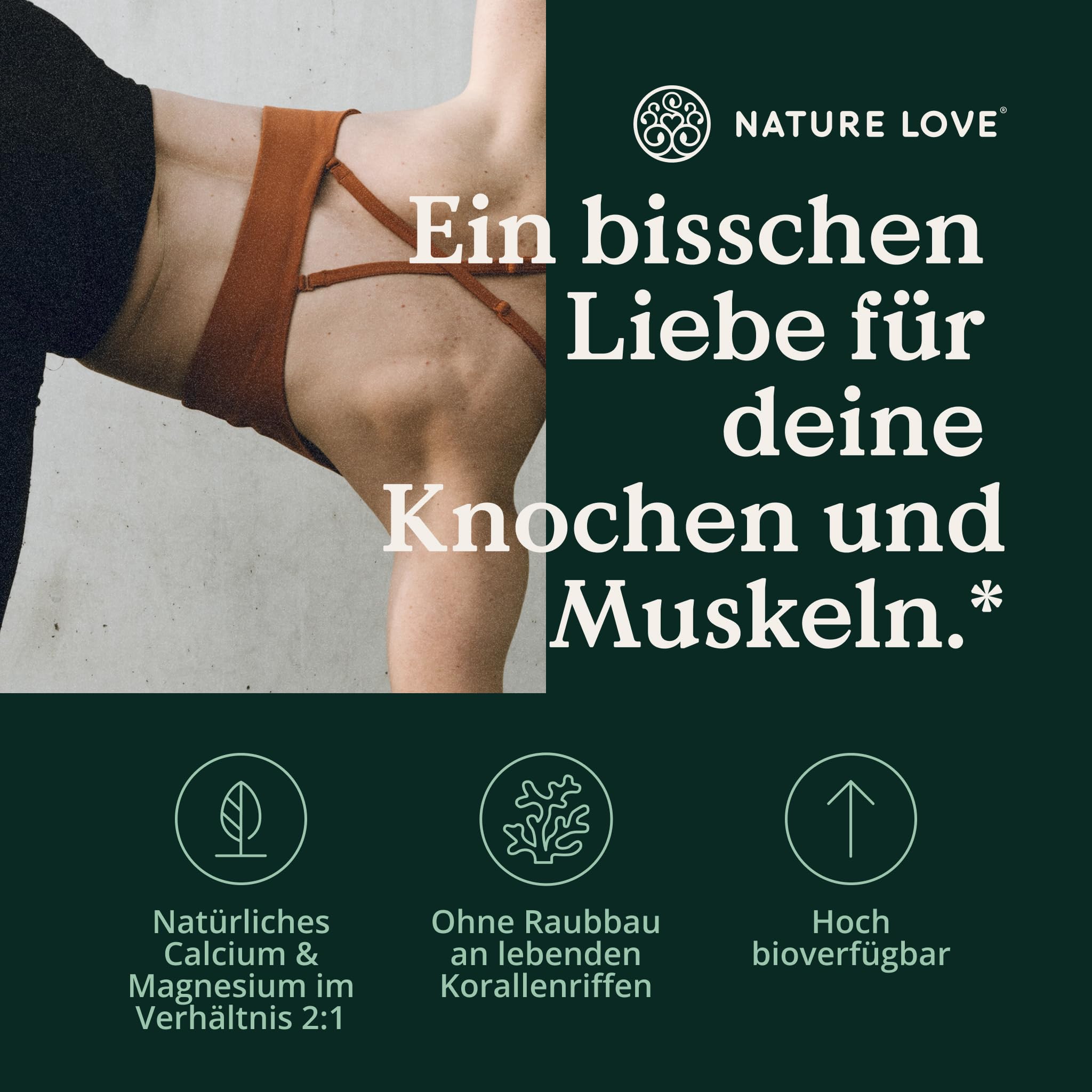 NATURE LOVE® Sango Meereskoralle – 250g Pulver – Natürliche Quelle für Calcium (20%) und Magnesium (10%) im körpereigenen Verhältnis von 2:1 – Hochdosiert und in Deutschland produziert
