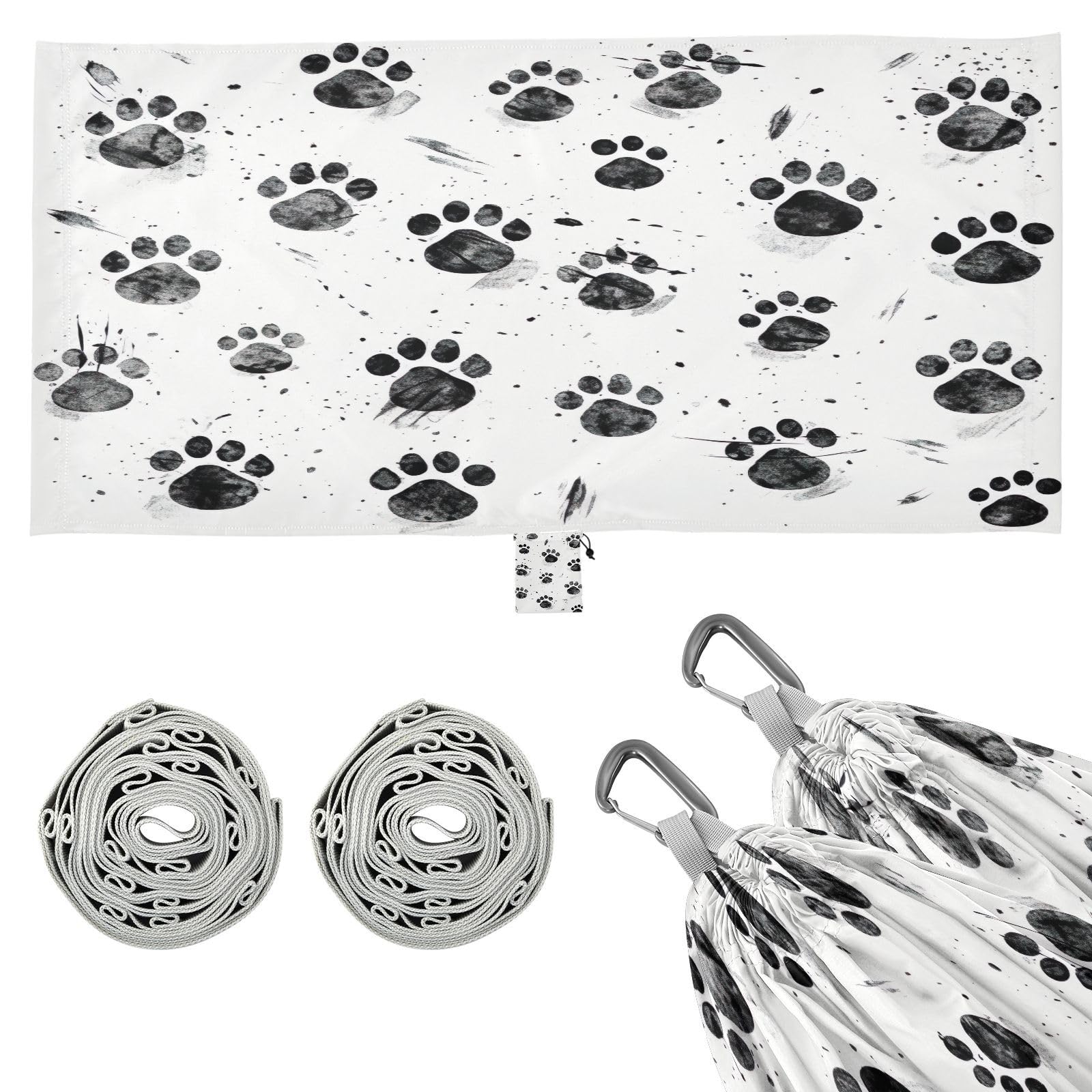 ATTX Dog Paw Prints Camping Hammock - Lightweight & Portable Hammocks, Heavy Duty 330lbs Capacity for Indoor, Hiking, Backpacking, Travel, Backyard, Beach#361