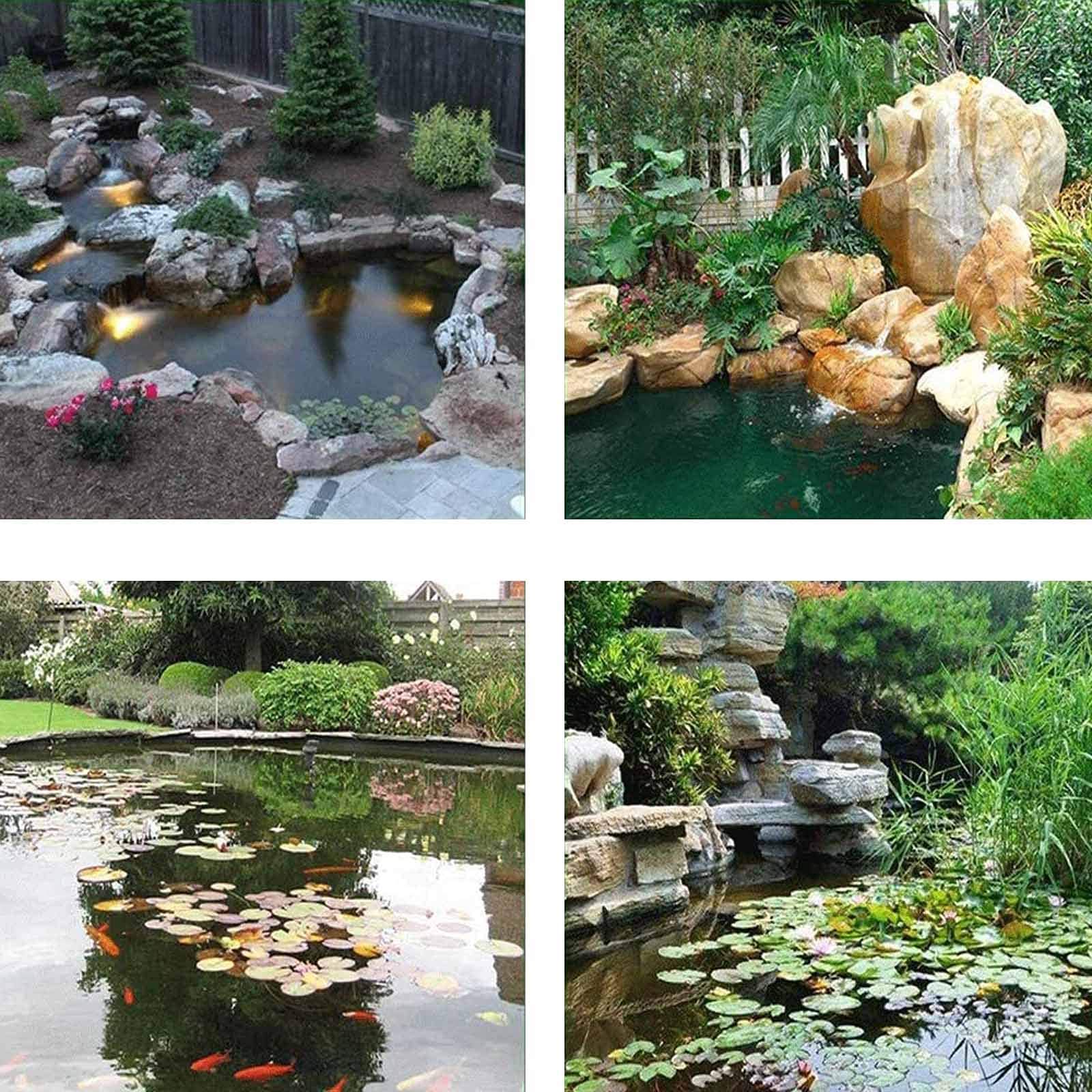 Fodera per laghetto Koi 9,8 x 9,8 piedi spessore 7,9 mm in gomma EPDM per laghetti per pesci, funzioni idriche, fontane, cascate e piante acquatiche - nero