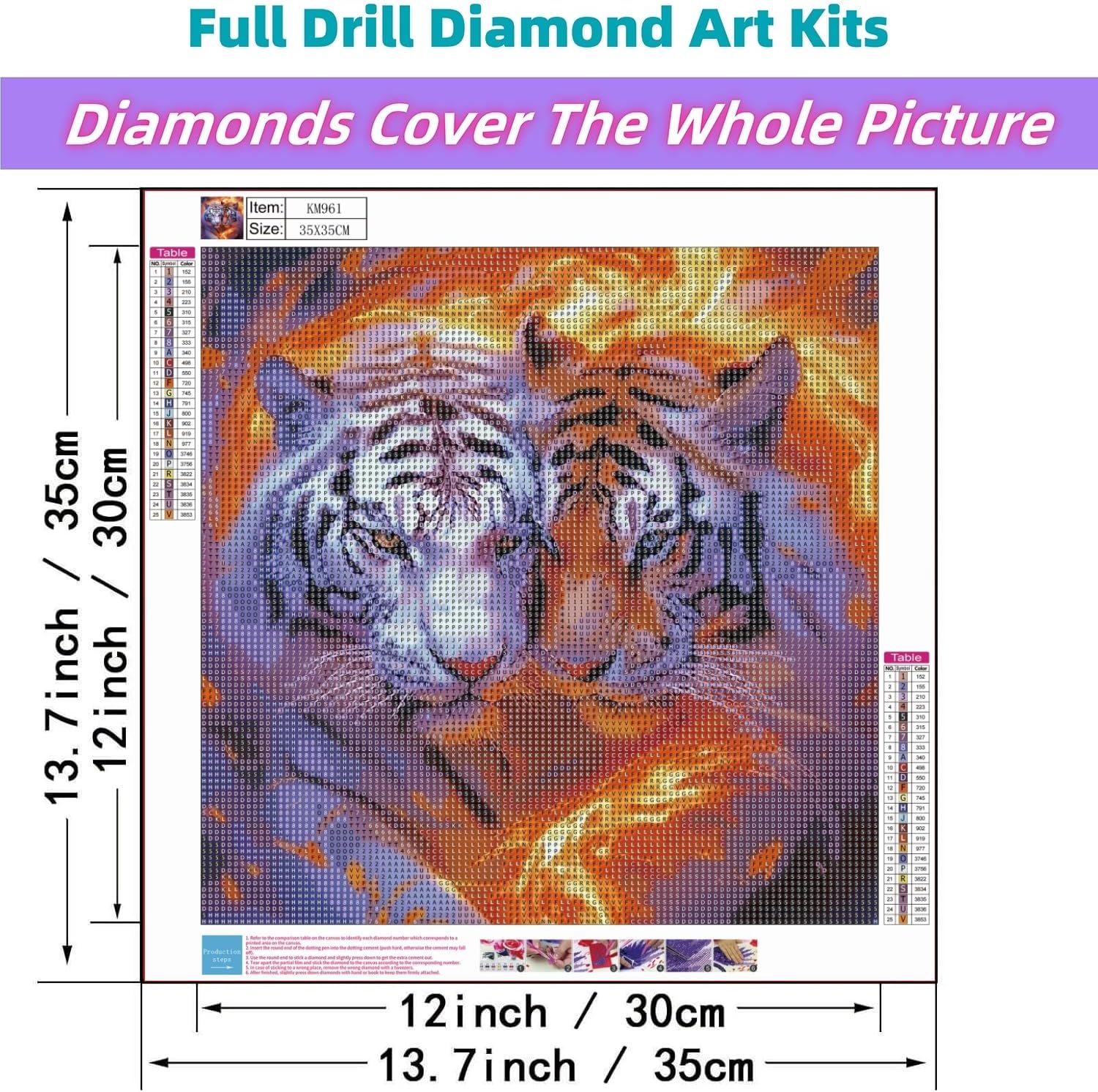JYXSJYYD Diamond Art Kits for Adults,Two Dreamy Flame Tiger Diamond Paintings Kits for Beginners,5D DIY Full Drill Paint by Diamonds Dot Gem Art Painting Kits,Home Wall Art Decor 13.7x13.7inches.
