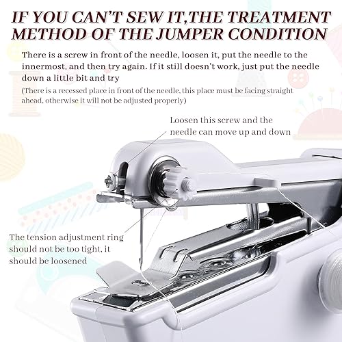 Miniatura 6 de 61 piezas máquina de coser a mano, mini máquina de coser de mano eléctrica práctica máquina de coser de mano única con hilos de coser herramientas