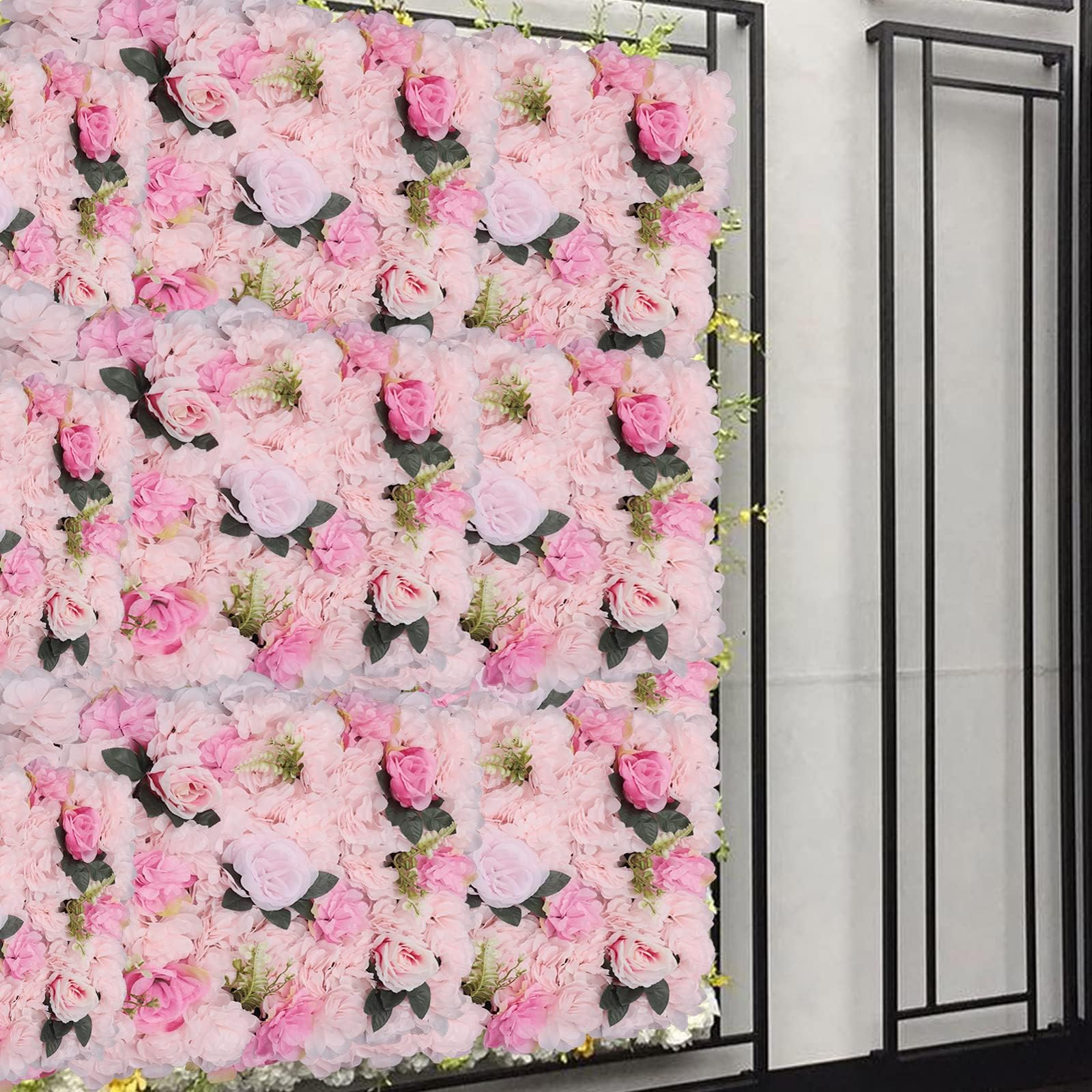 12 Stück Künstliche Blumenwandpaneel, 60 X 40cm Seidenblume, Kunstrosen Blumenhintergrund, für Hochzeit |Parteien Dekoration (Rosa)