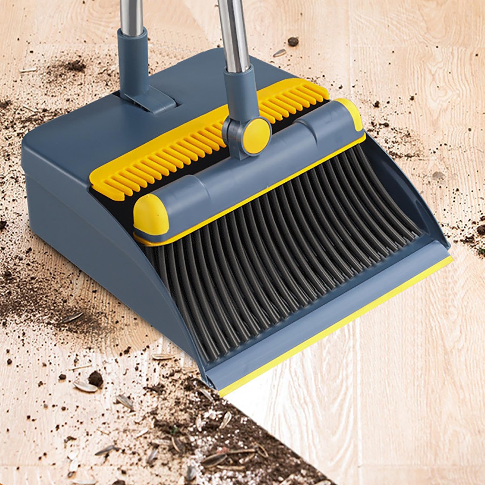 Juego De Tapicería De Acero Largo - Escoba De Barredora Vertical, Juego De Limpieza Interior Y Exterior, Tapón Con Capacidad, Peinados, Cerdas Rectas | Barredora De Suelo Del Hogar Para La Cocina